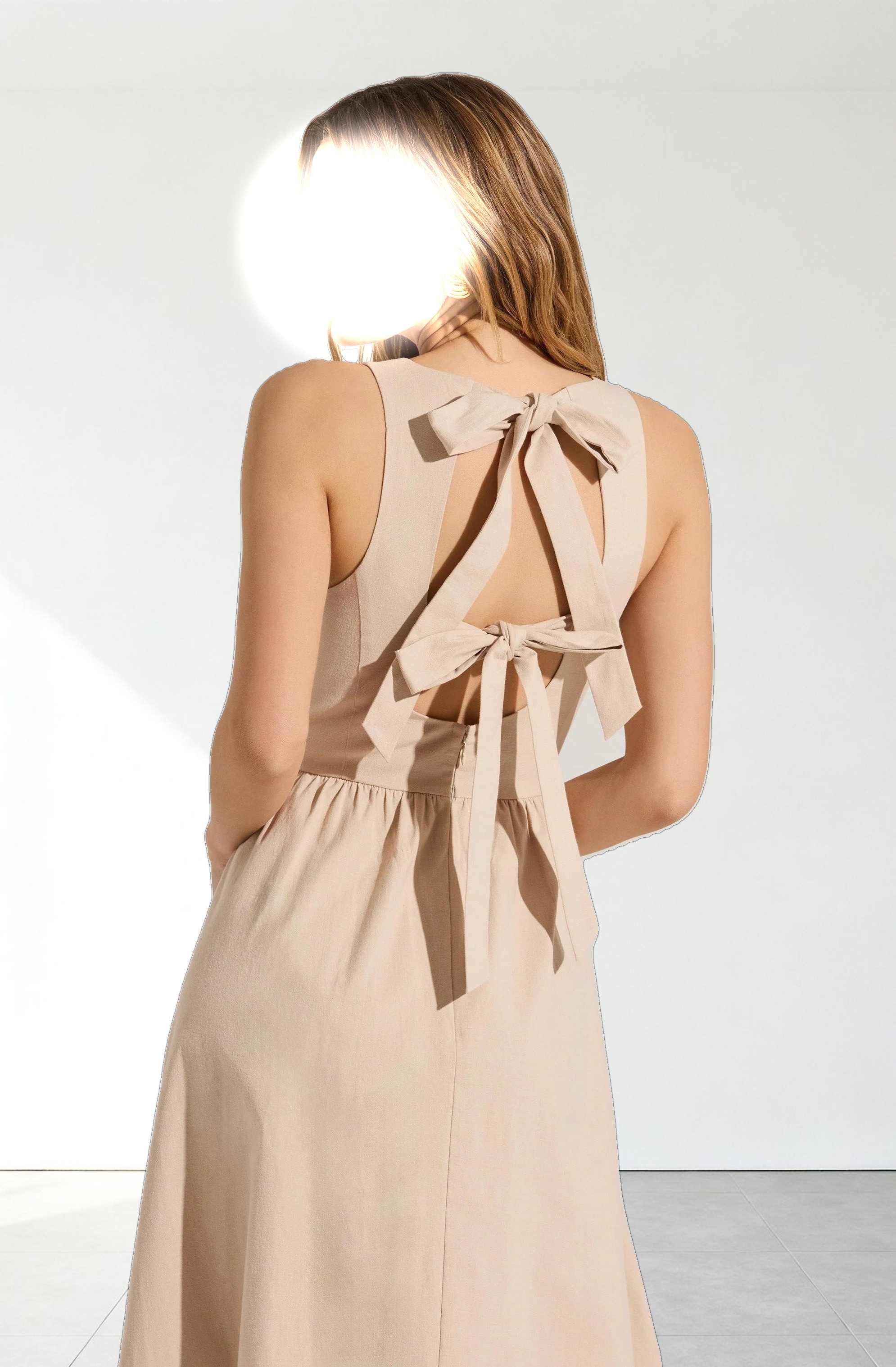 Bow Back Apron Midi Dress