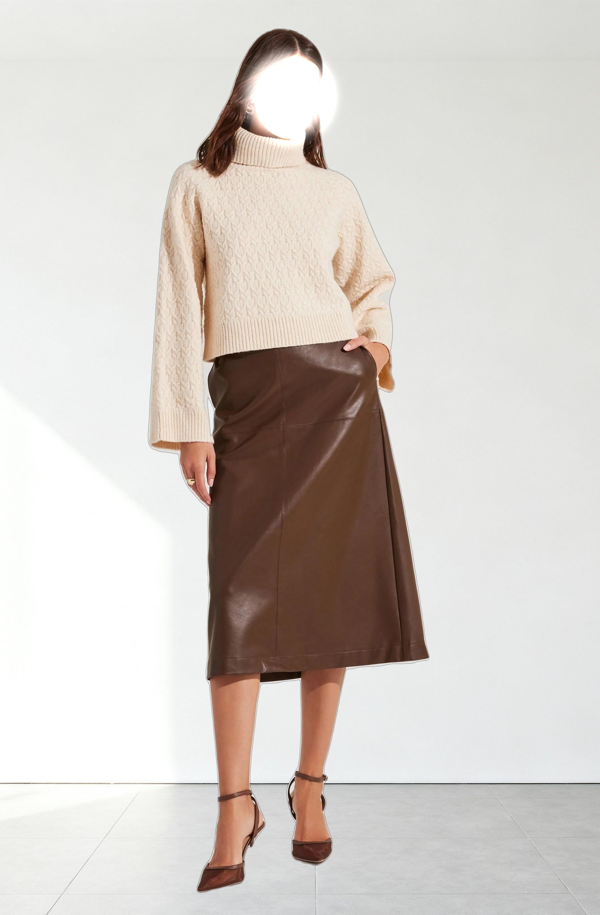 Textured Boxy Turtleneck Sweater