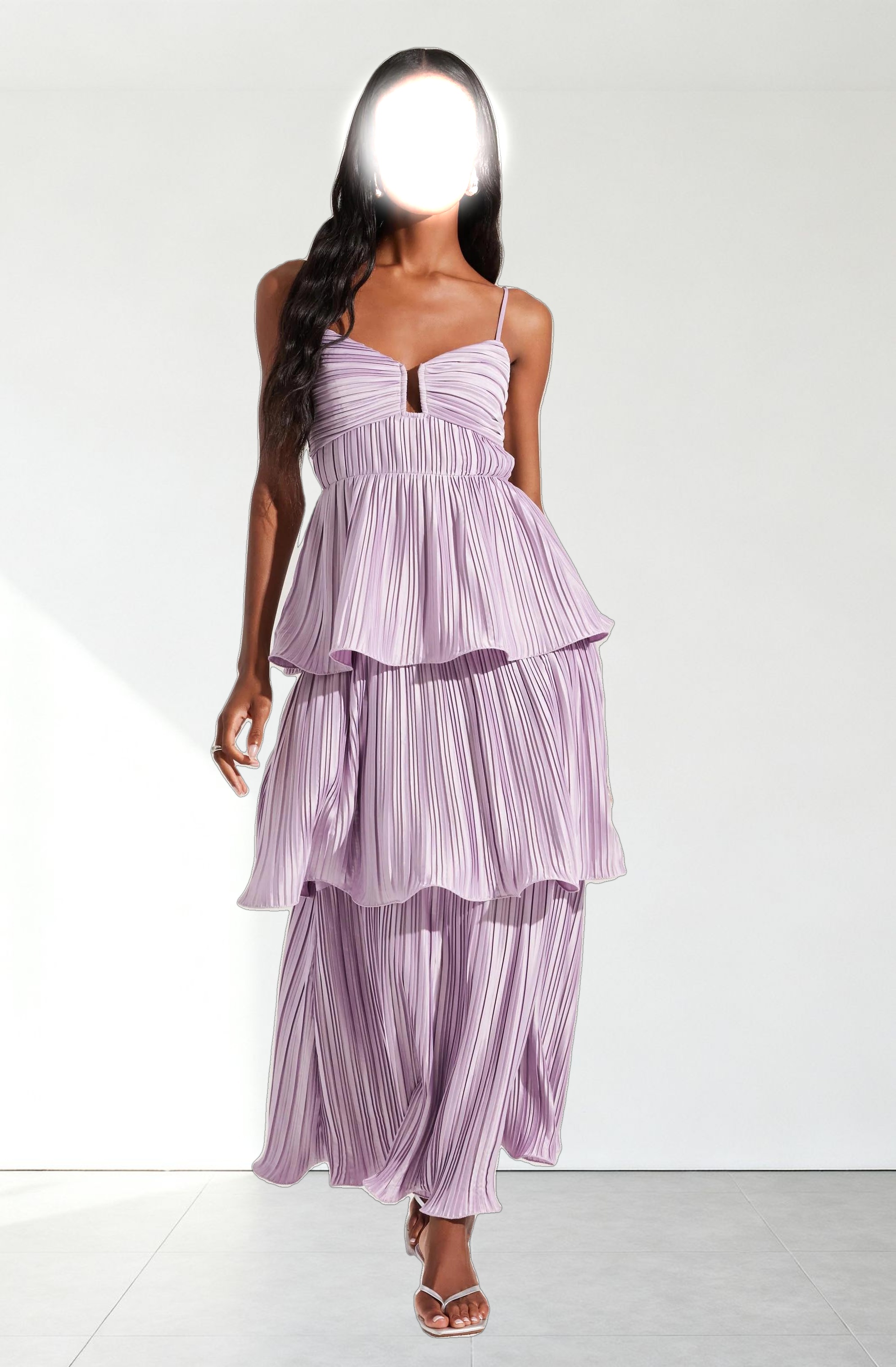 Lupin Pleated Tiered Maxi Dress