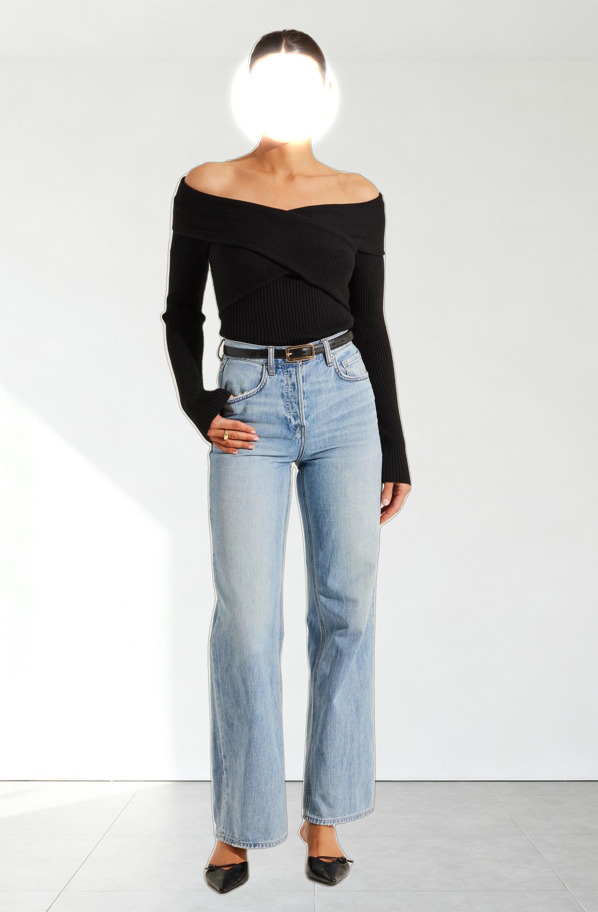 Off Shoulder Crossover Sweater