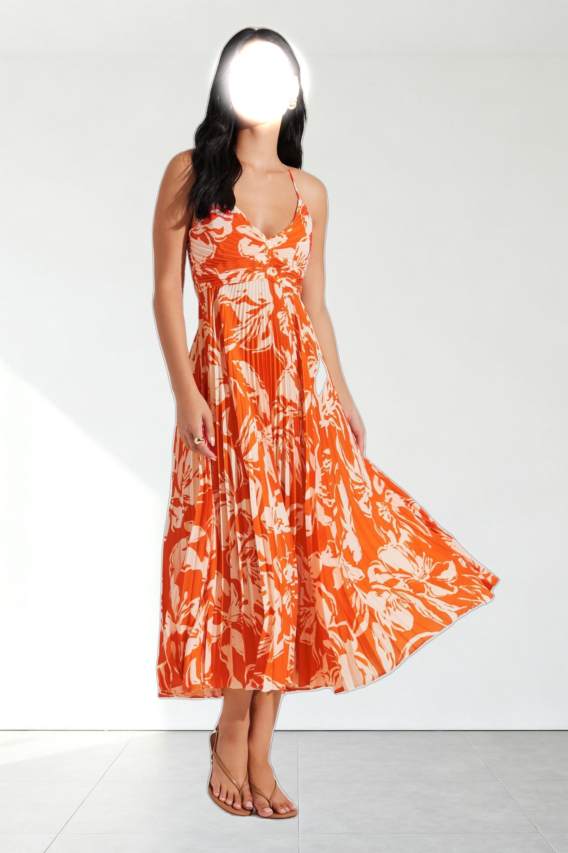 Blythe Floral Plisse Midi Dress