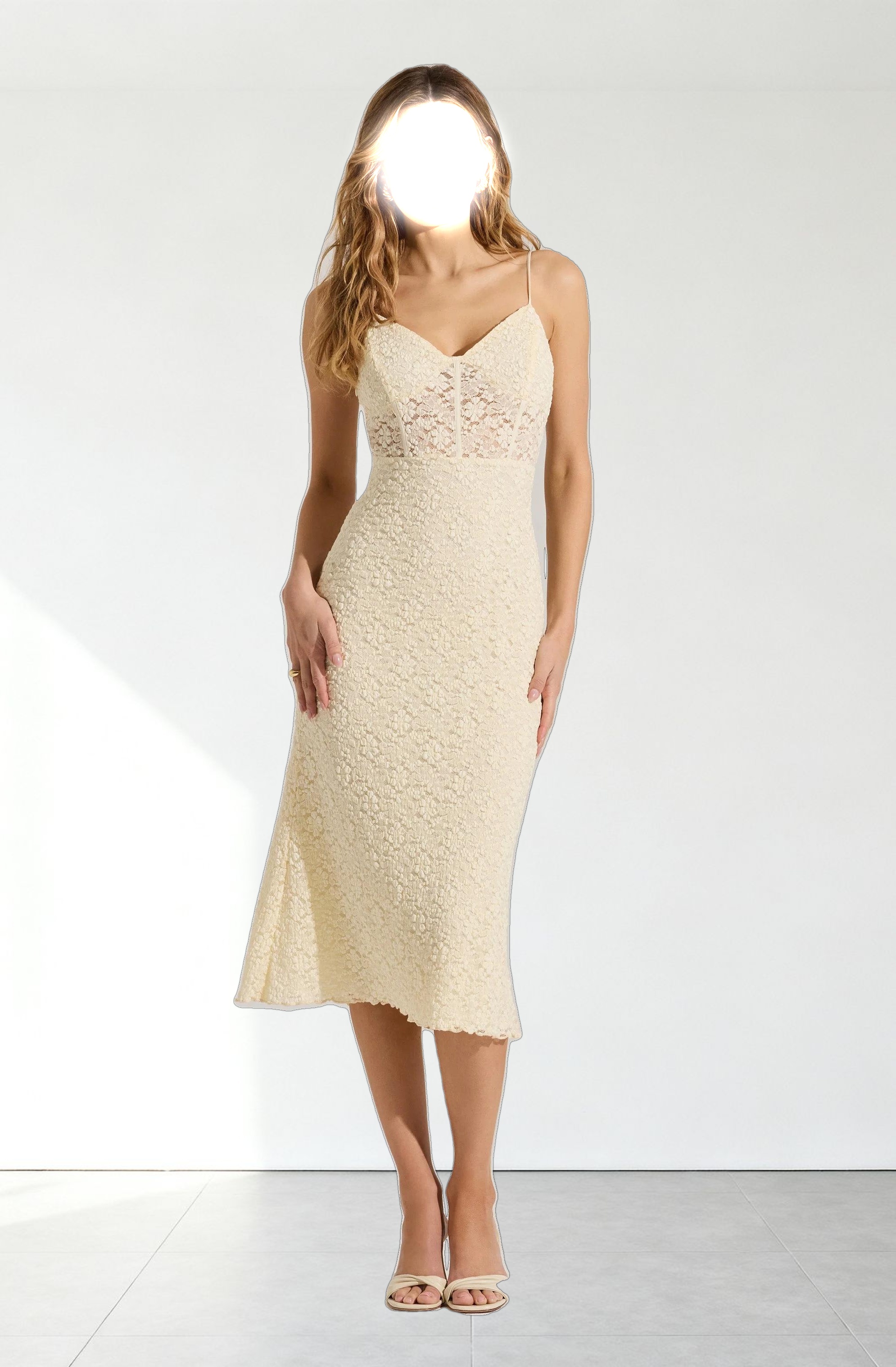 Floral Lace Knit Midi Dress