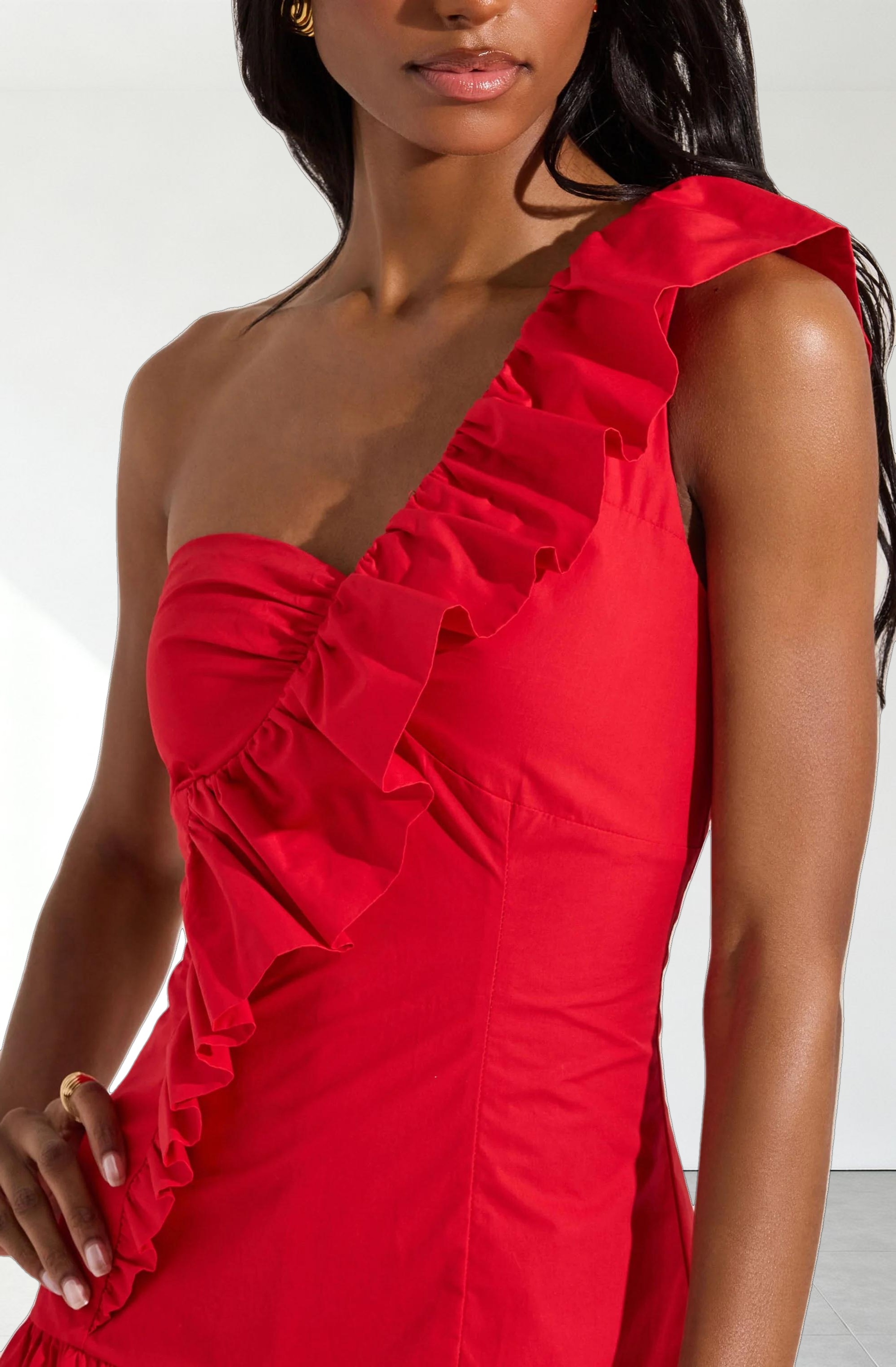 One Shoulder Ruffle Mini Dress