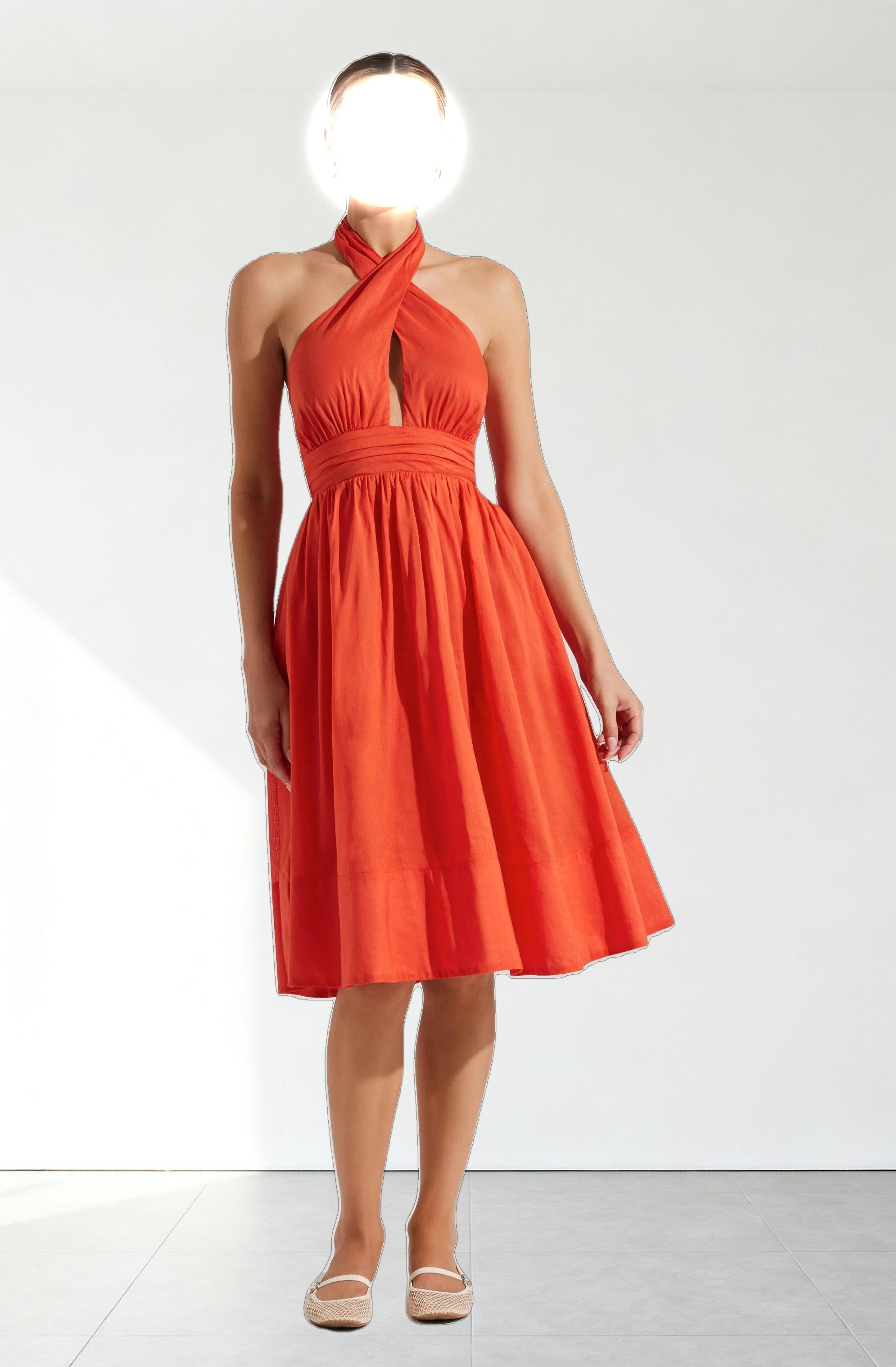 Kalia Crossover Halter Mini Dress