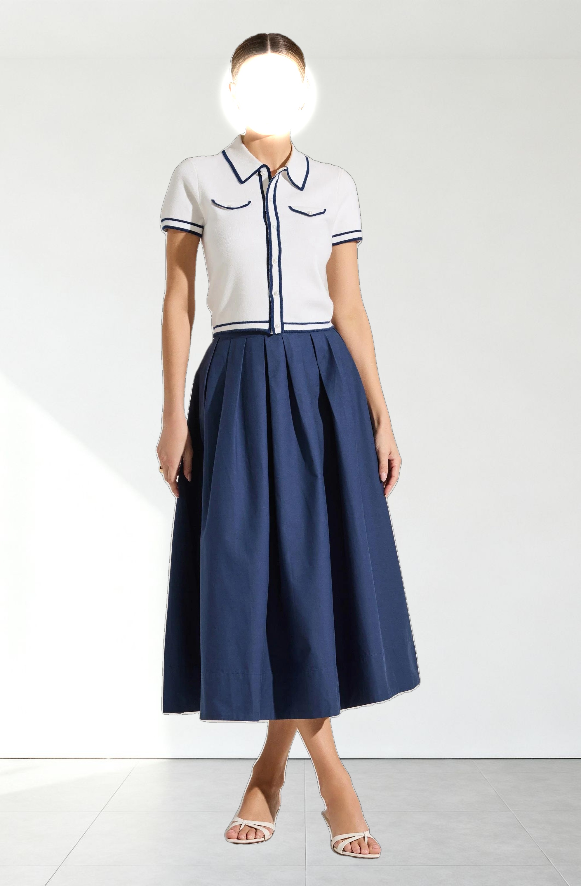 Contrast Trim Cropped Sweater