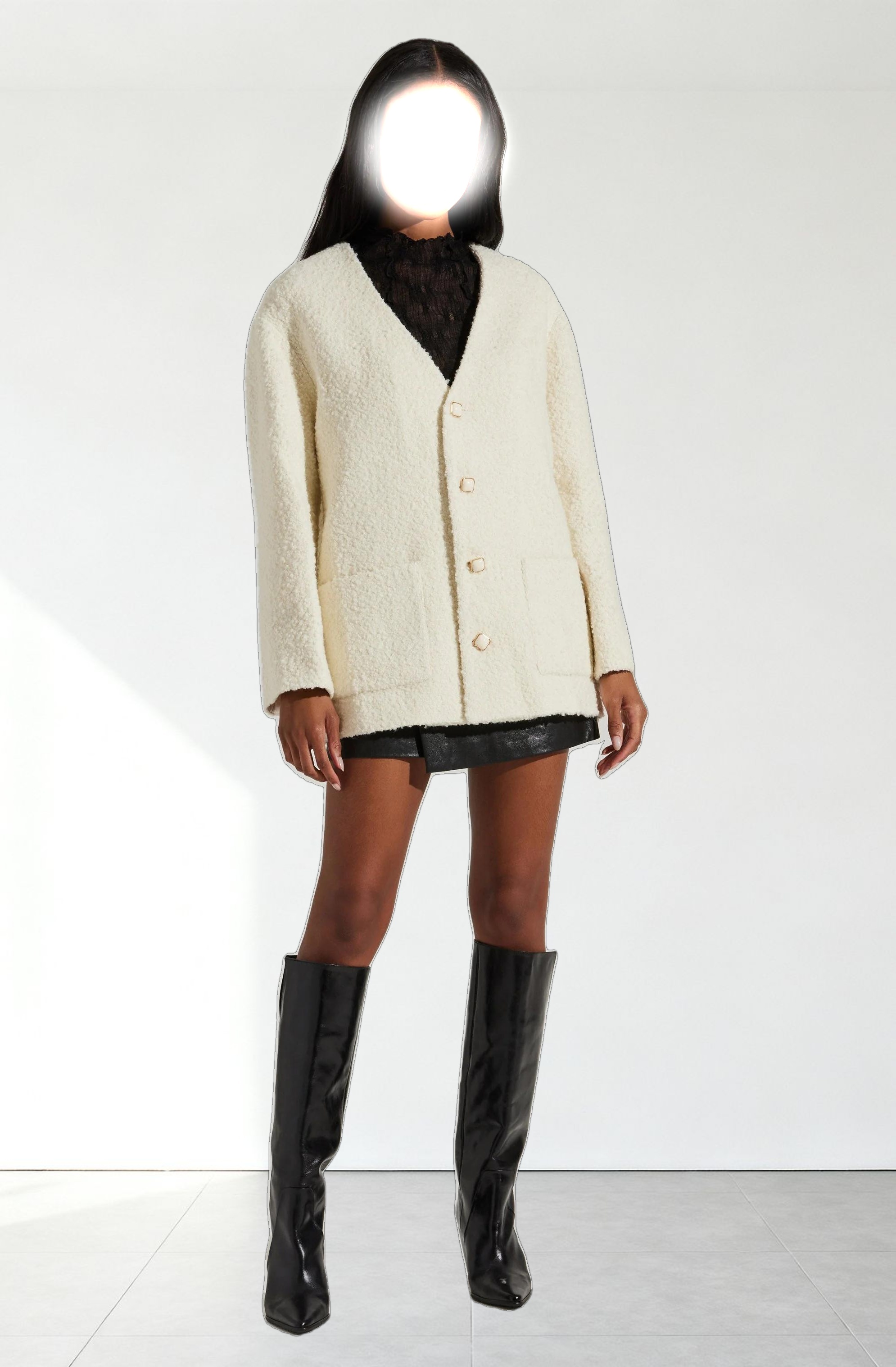 Maidy Boucle V-Neck Coat