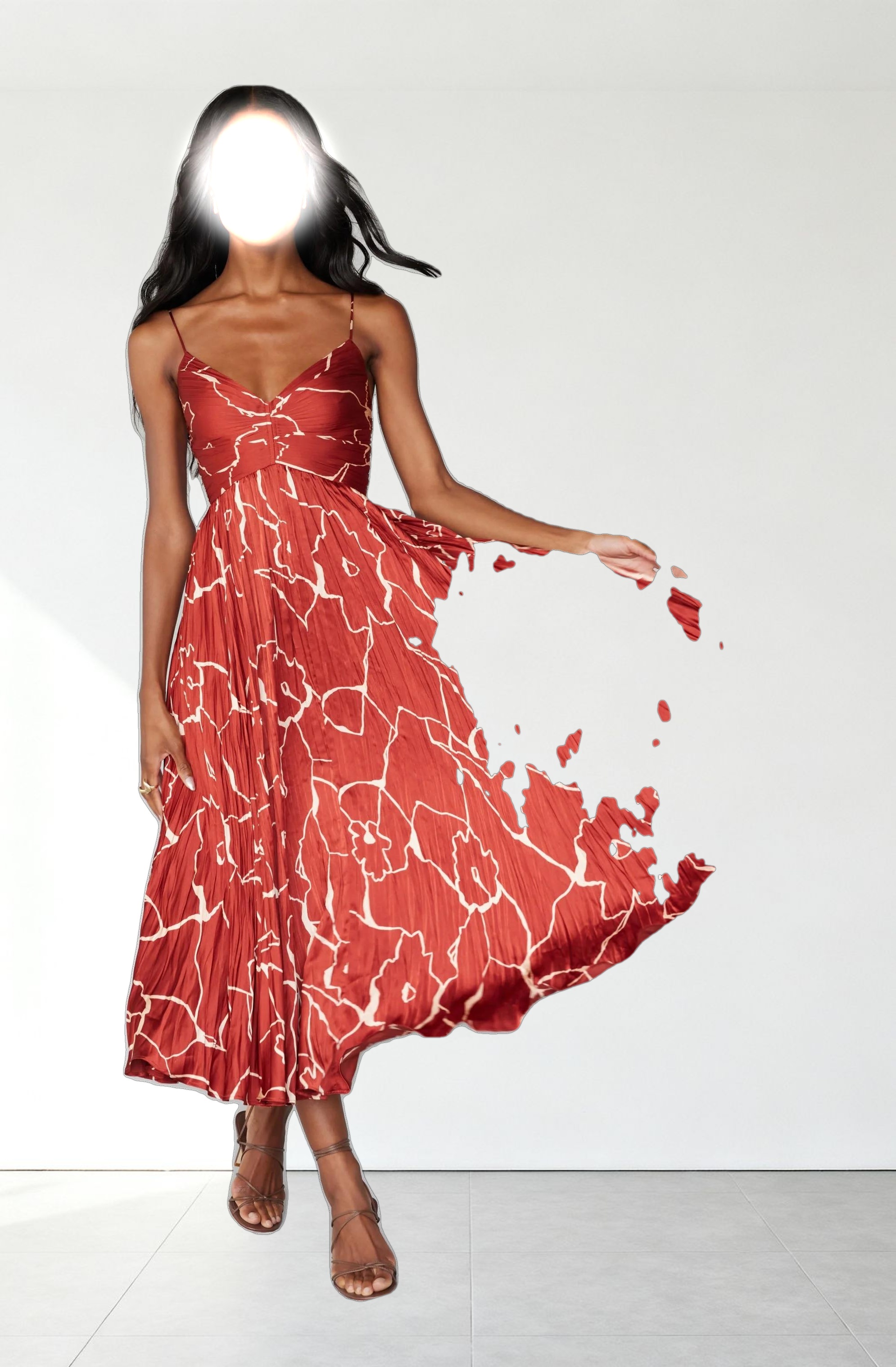 Maeve Printed Pleated Midi Dress