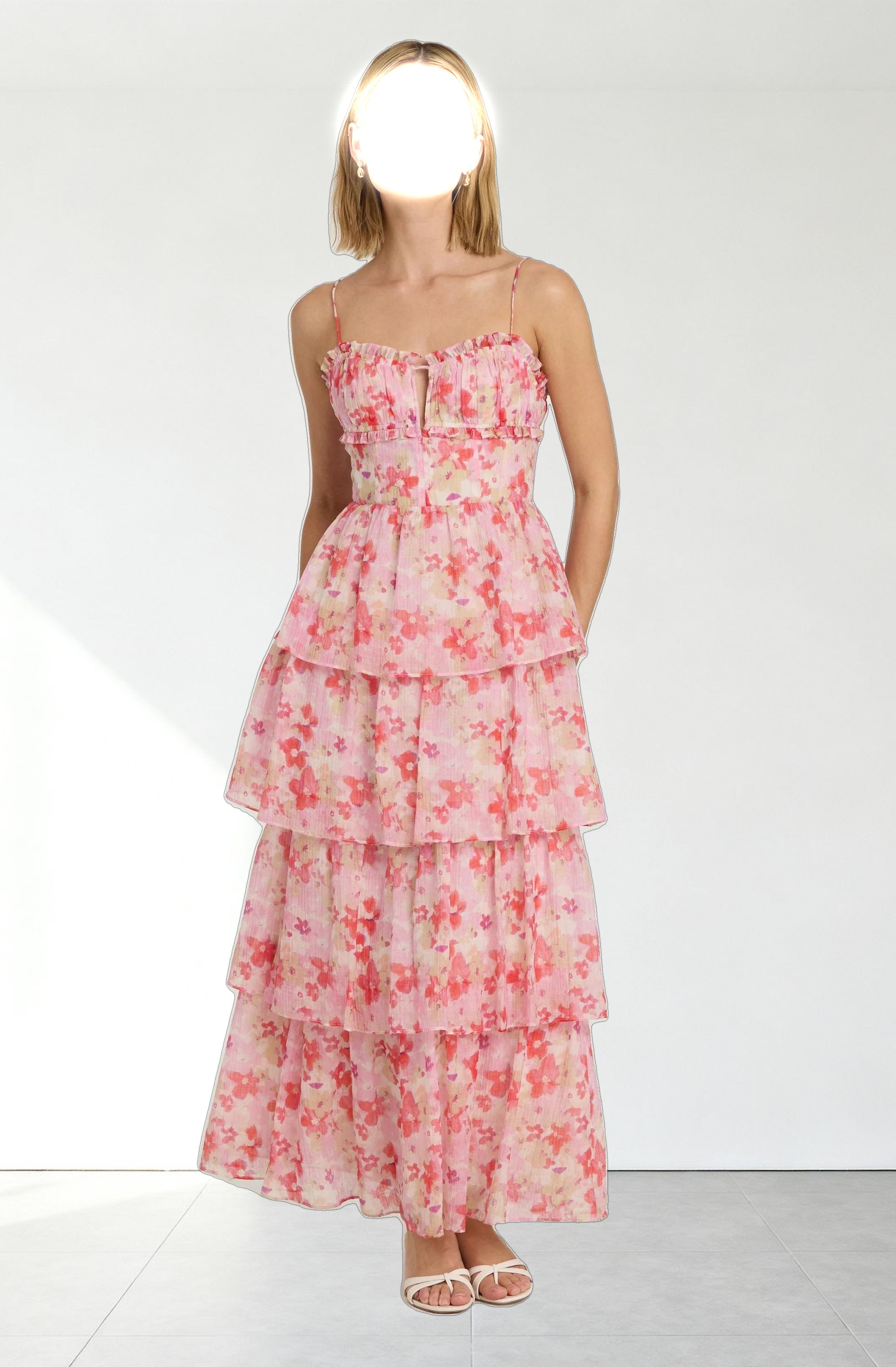 Vonnessa Pleated Tiered Maxi Dress
