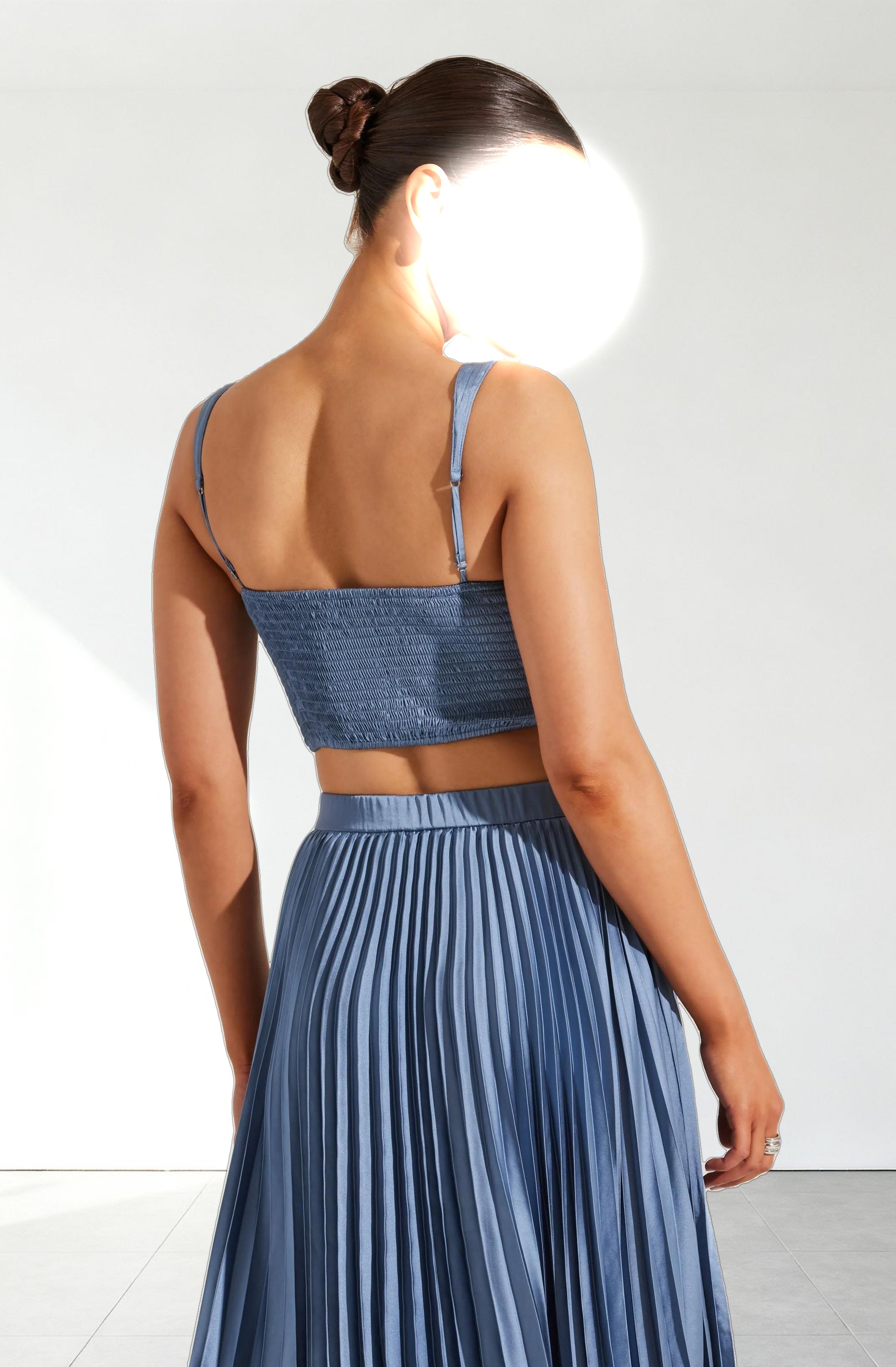 Satin Pleated Crop Top