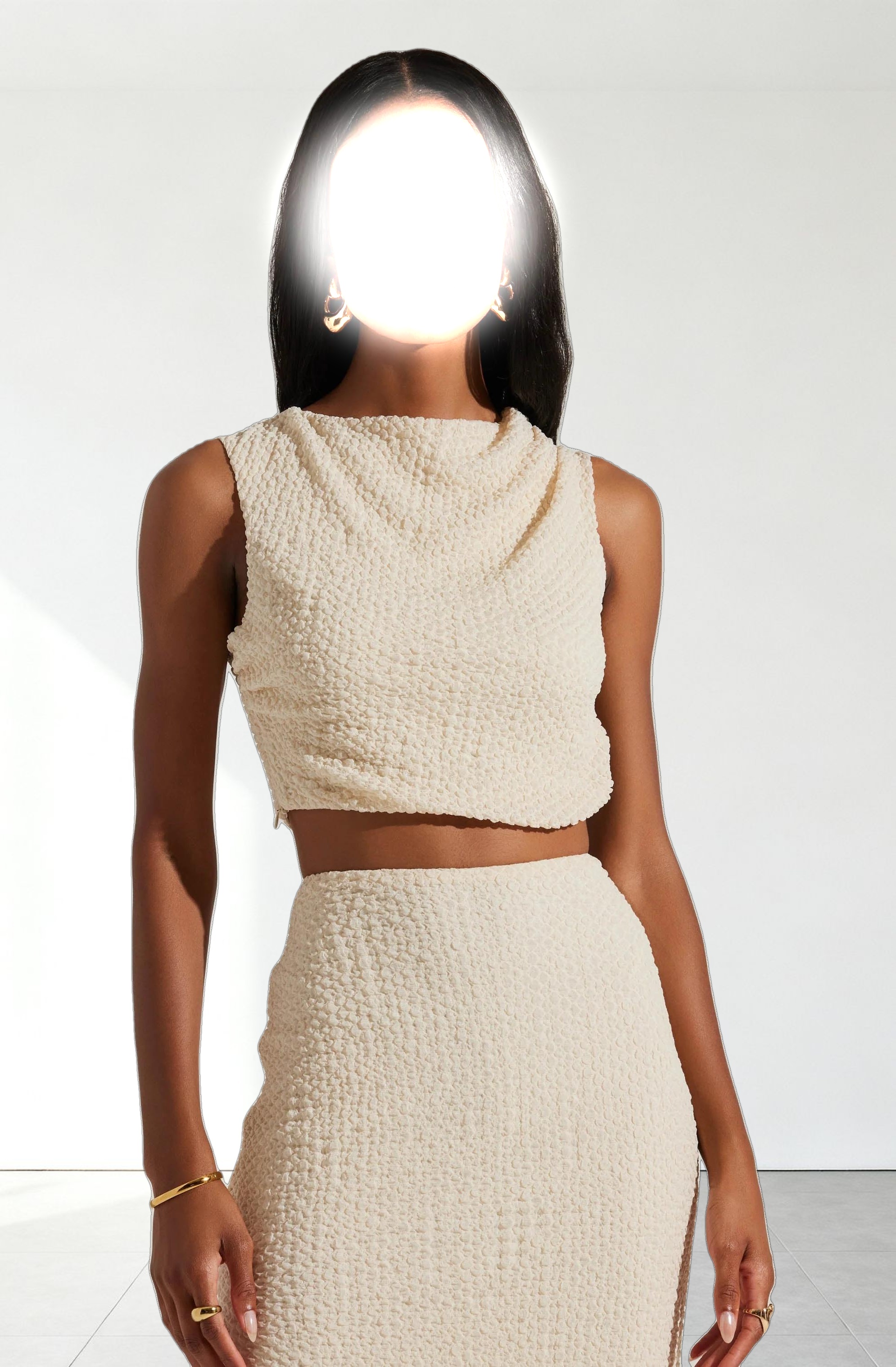 Keely Textured Sleeveless Crop Top