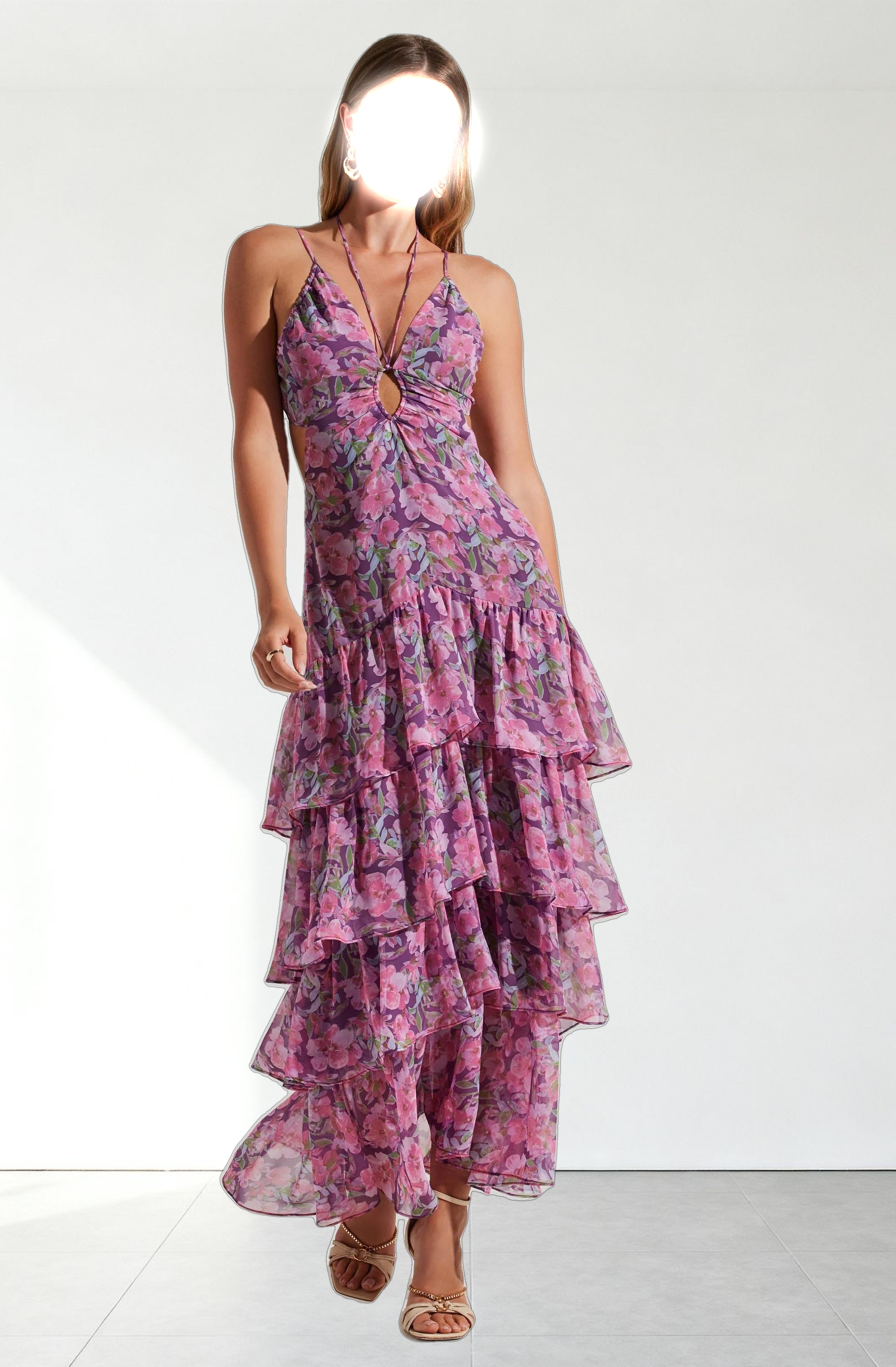 Aneira Floral Tiered Maxi Dress