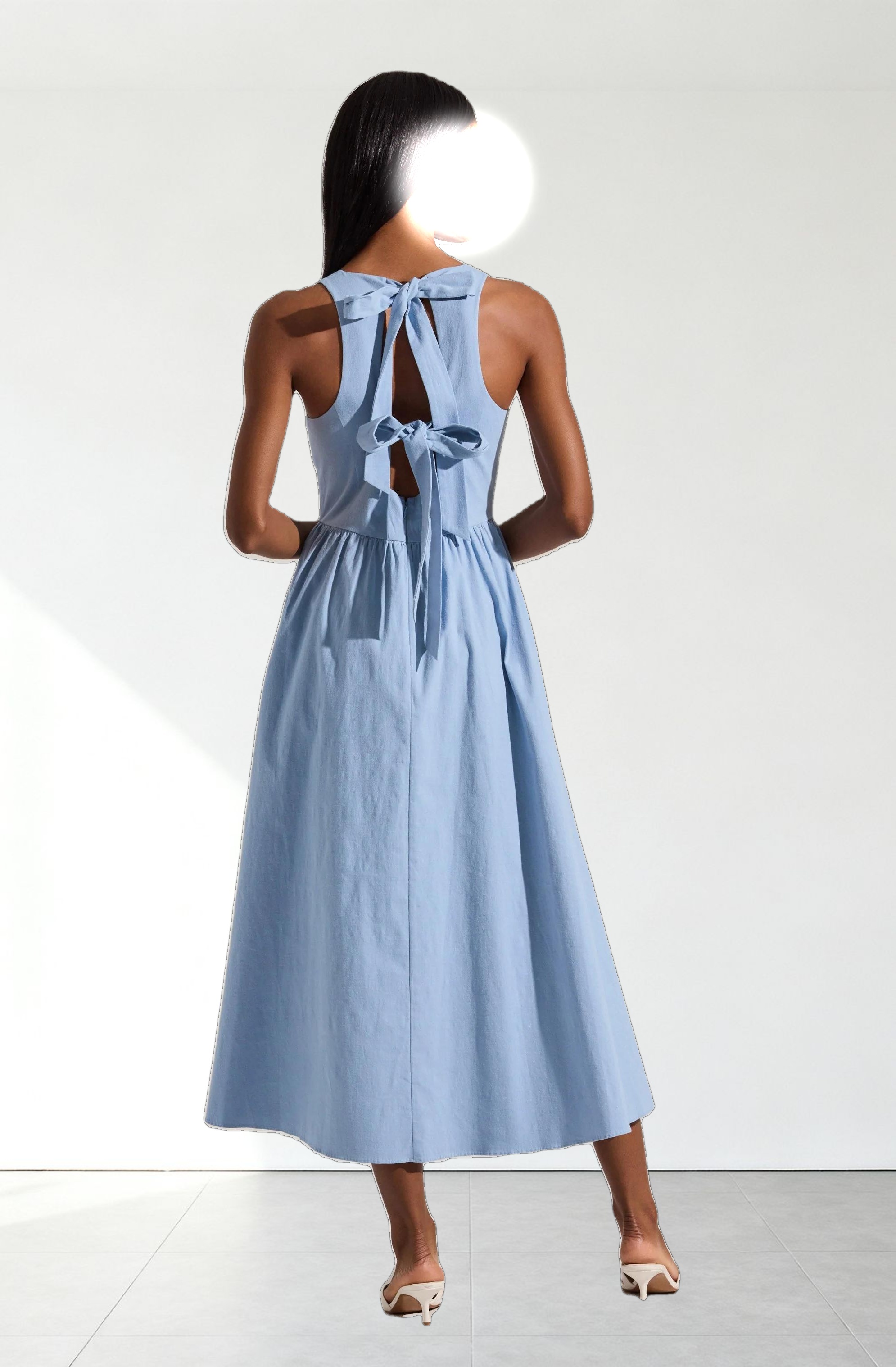 Bow Back Apron Midi Dress