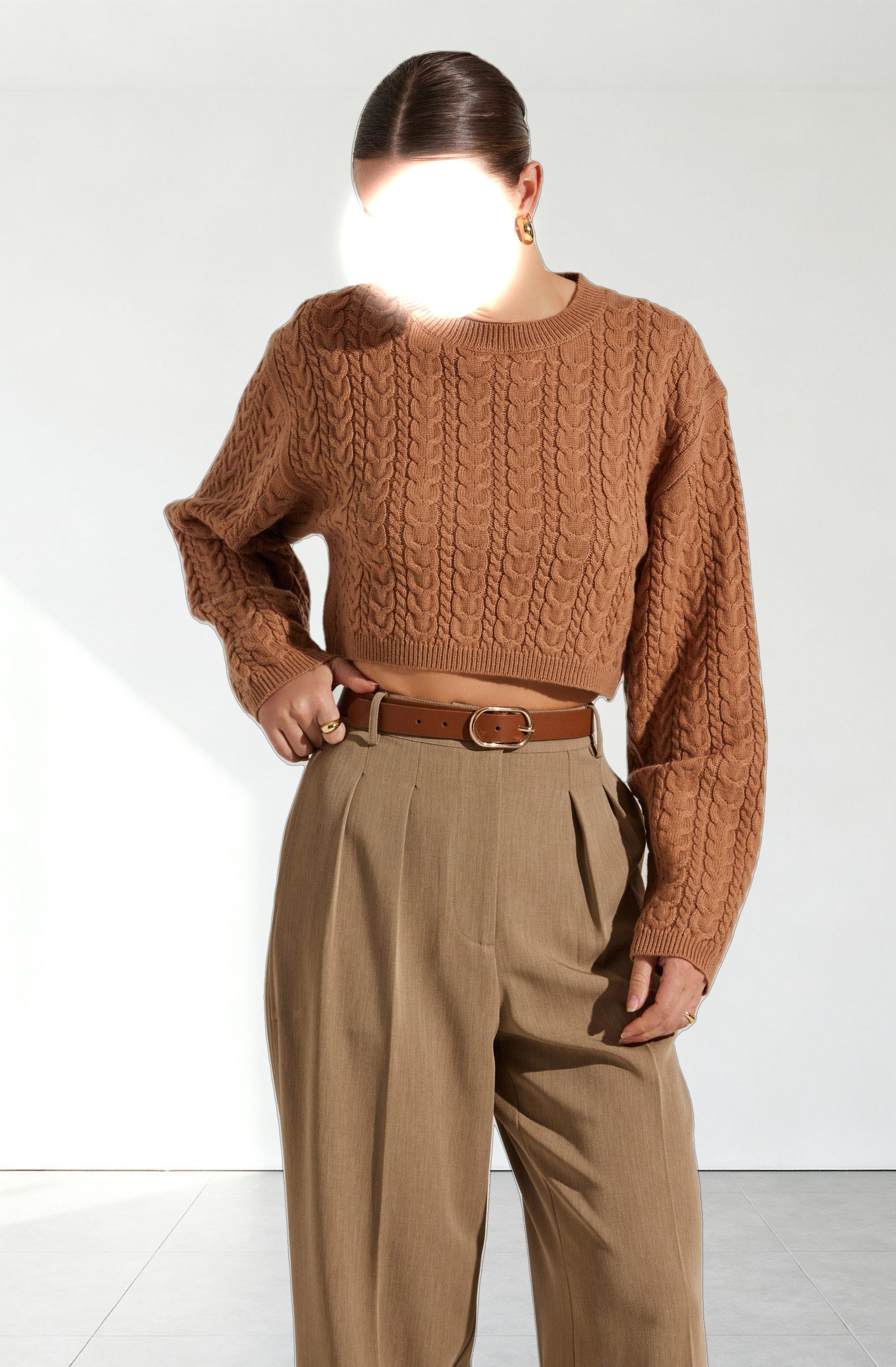 Jorah Cropped Cable Knit Sweater