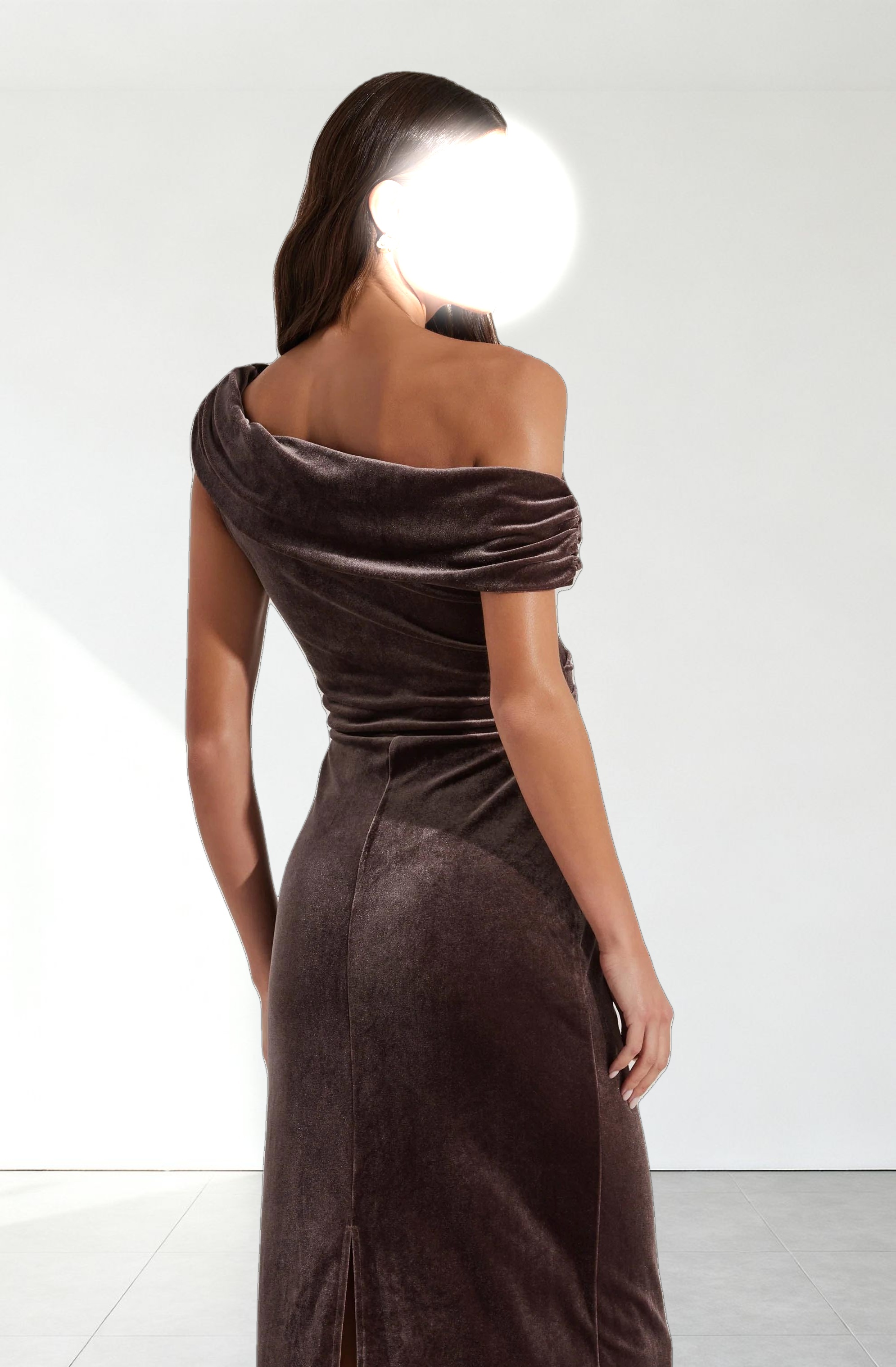 Velvet Off Shoulder Midi Dress