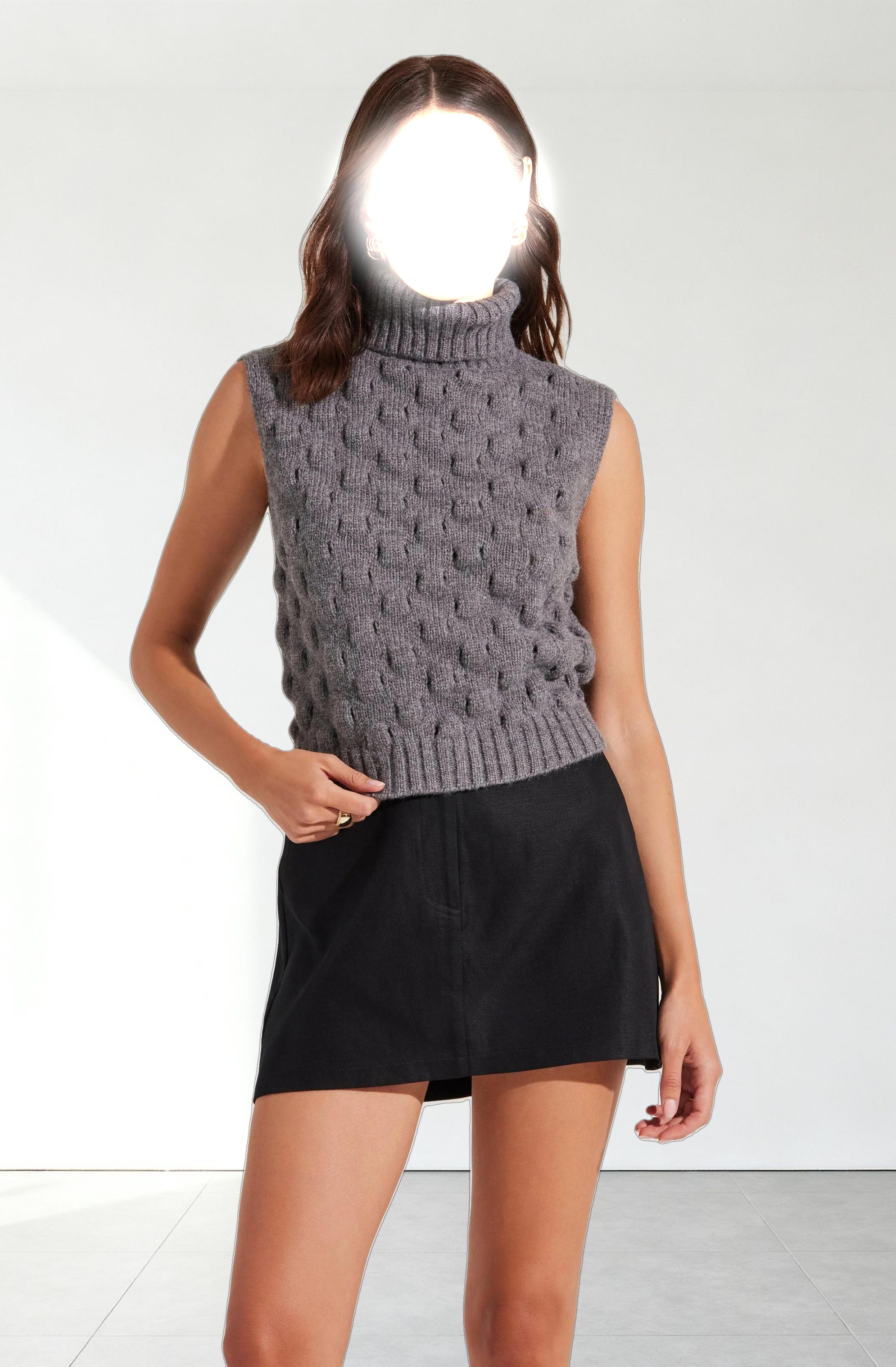 Textured Turtleneck Sweater Vest