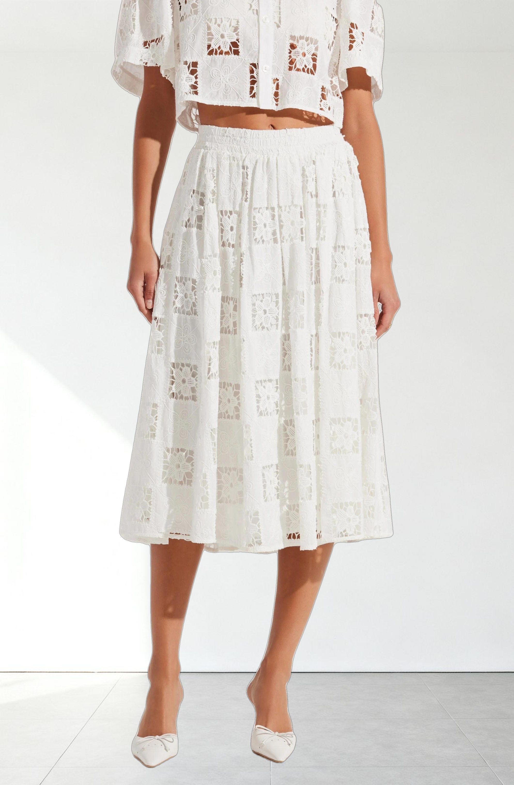 Andolina Crochet Lace Midi Skirt