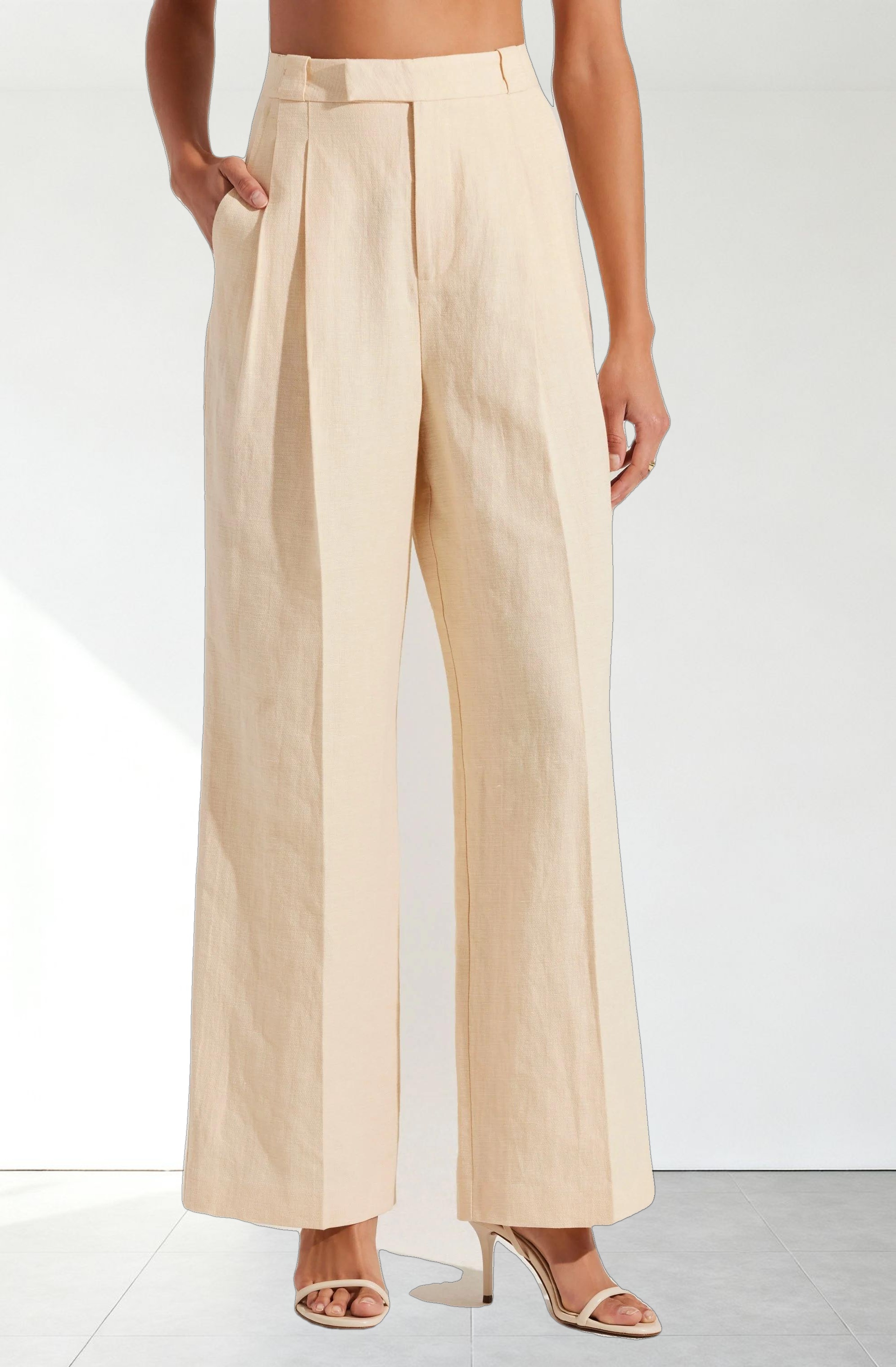 Bryony Linen Blend Pleated Pants
