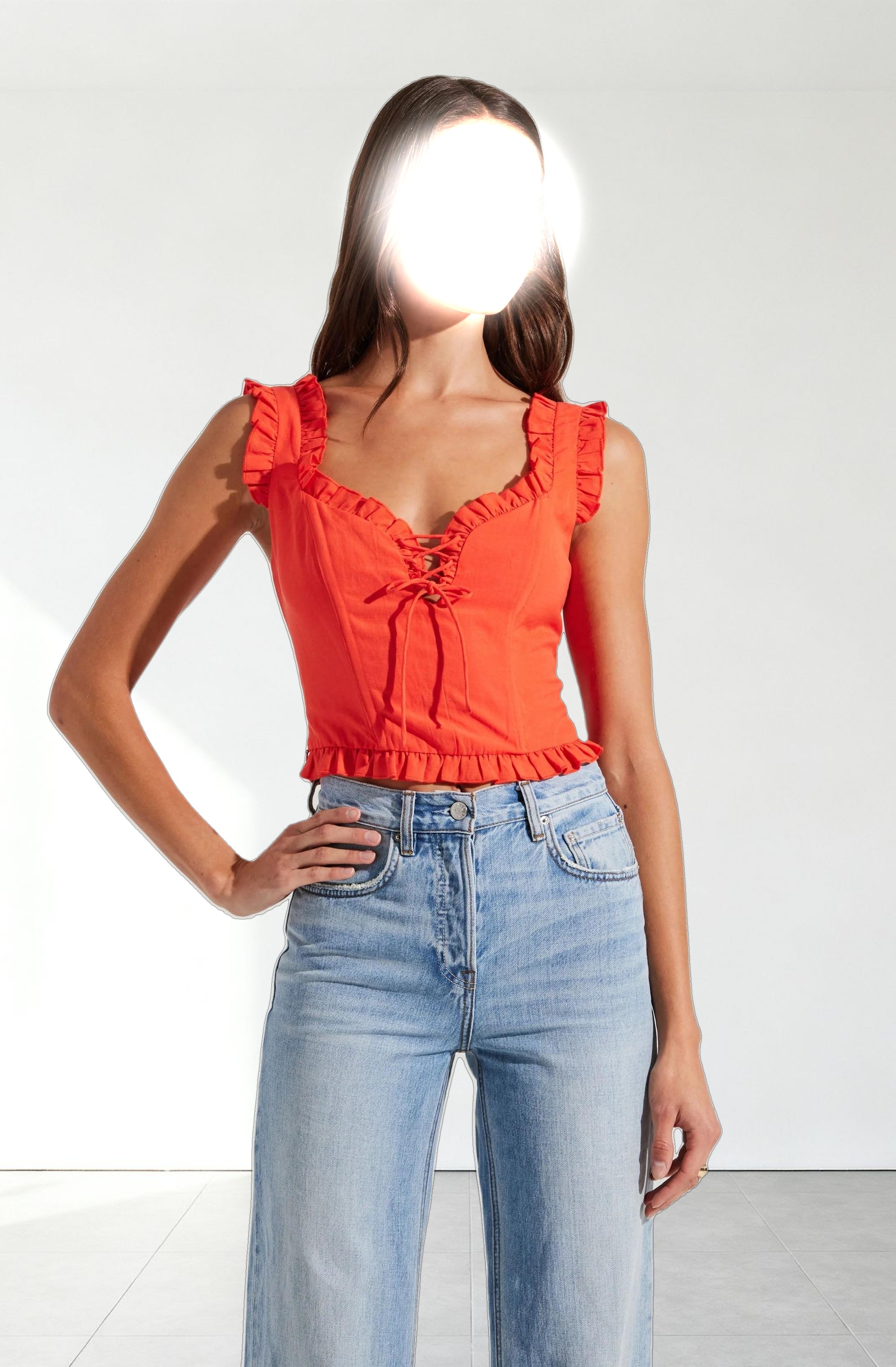 Raelyn Ruffle Trim Corset Top