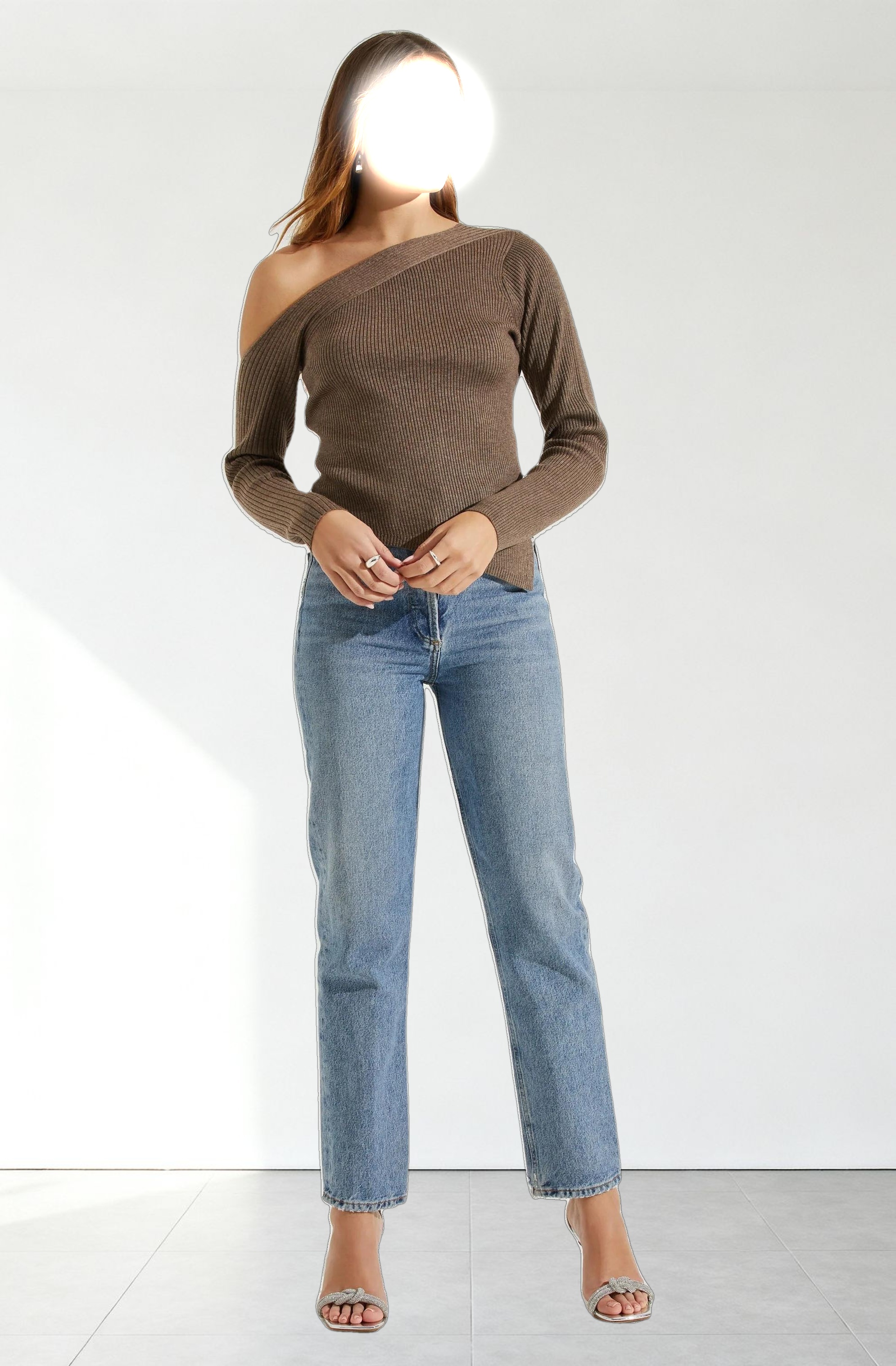 Aldari Off Shoulder Ribbed Sweater