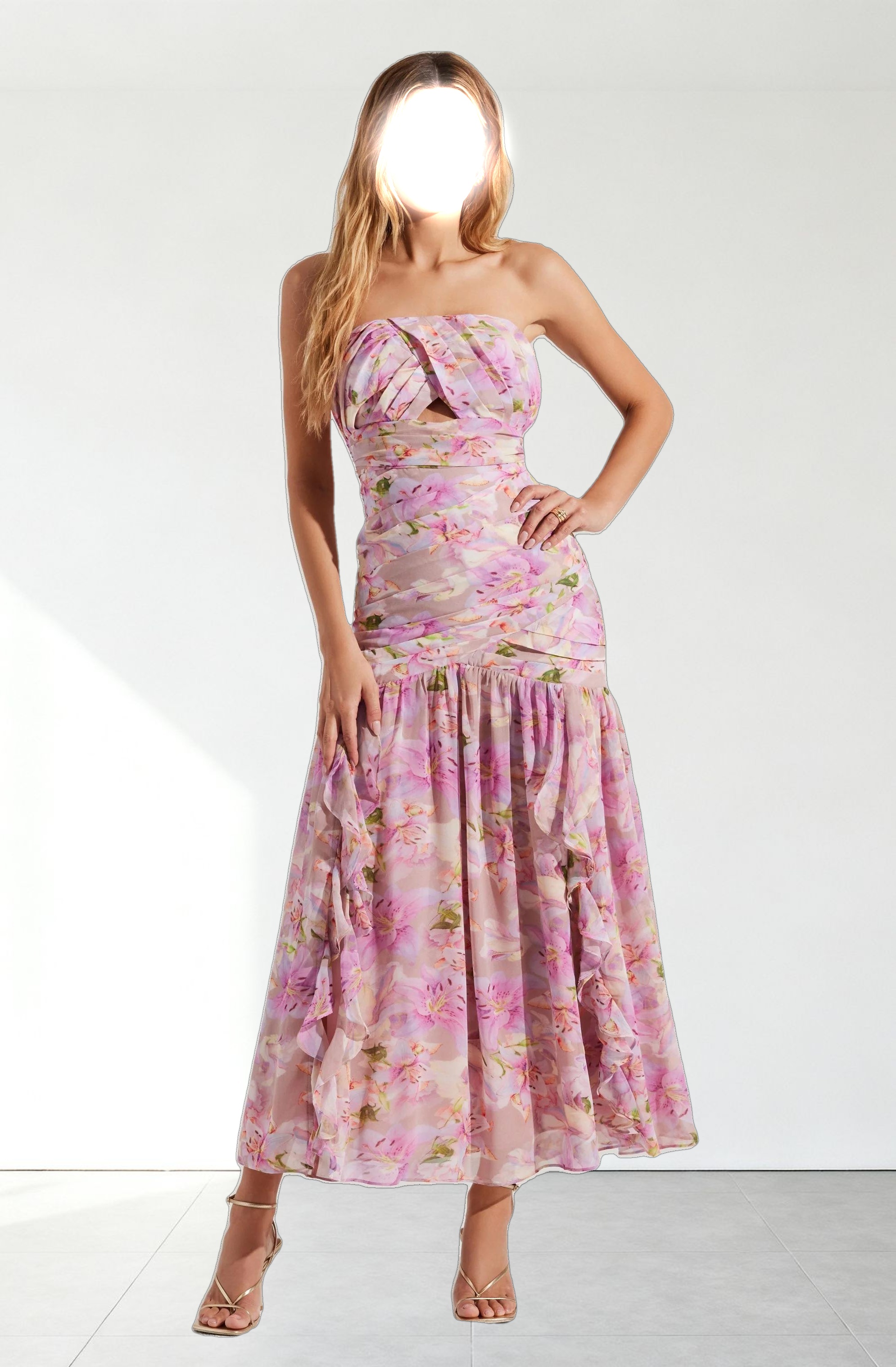 Estefany Strapless Pleated Maxi Dress