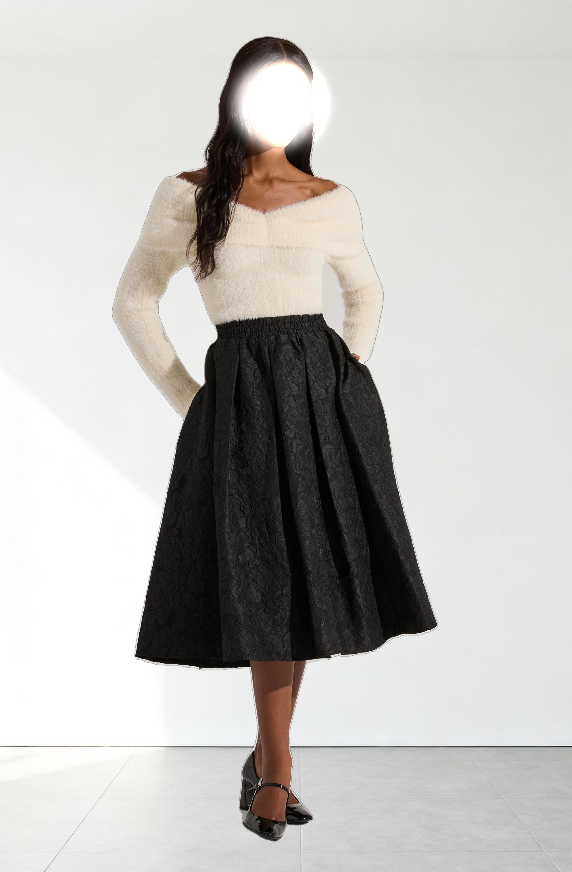 Fuzzy Knit Off Shoulder Sweater