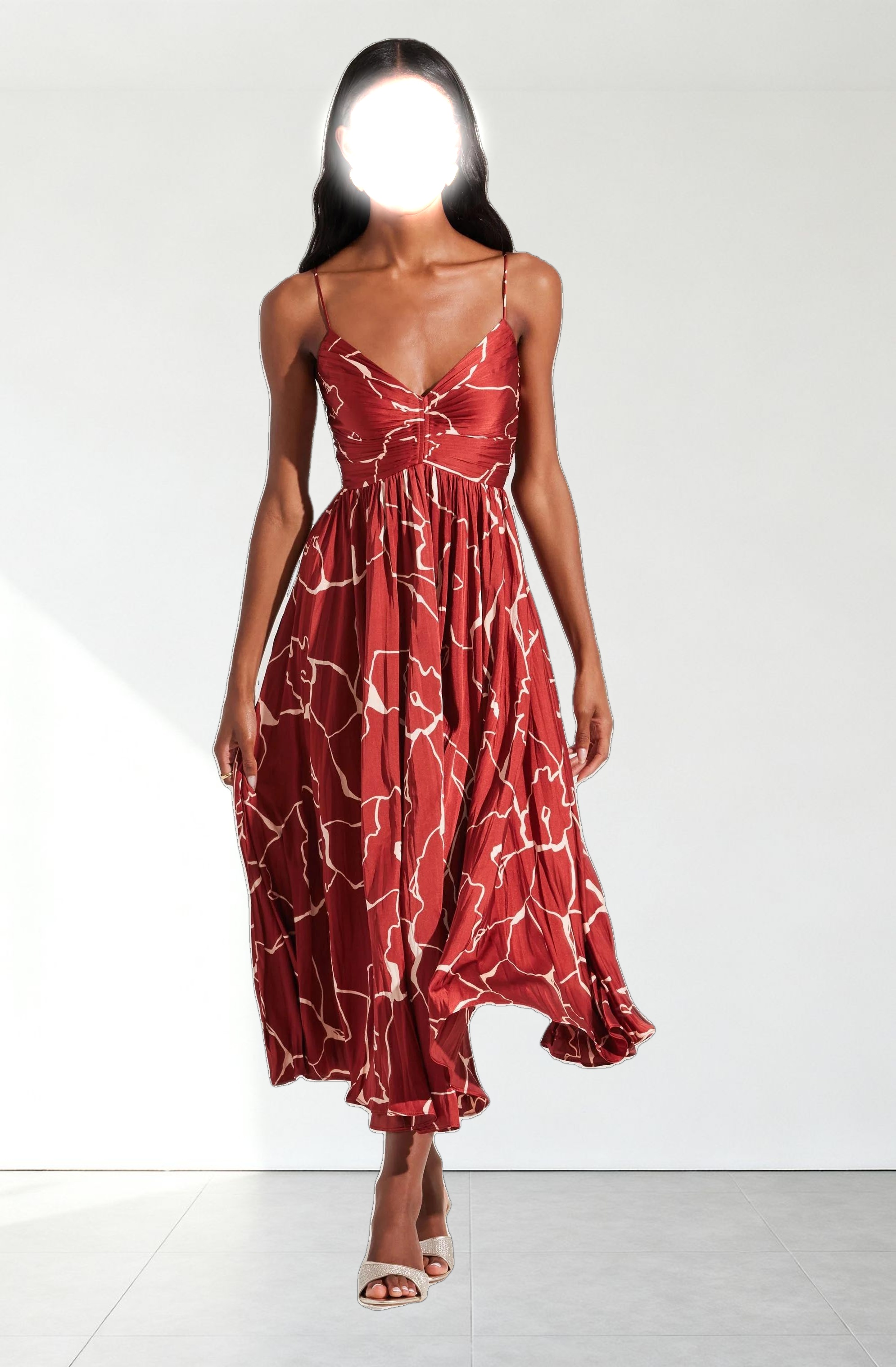 Maeve Printed Pleated Midi Dress