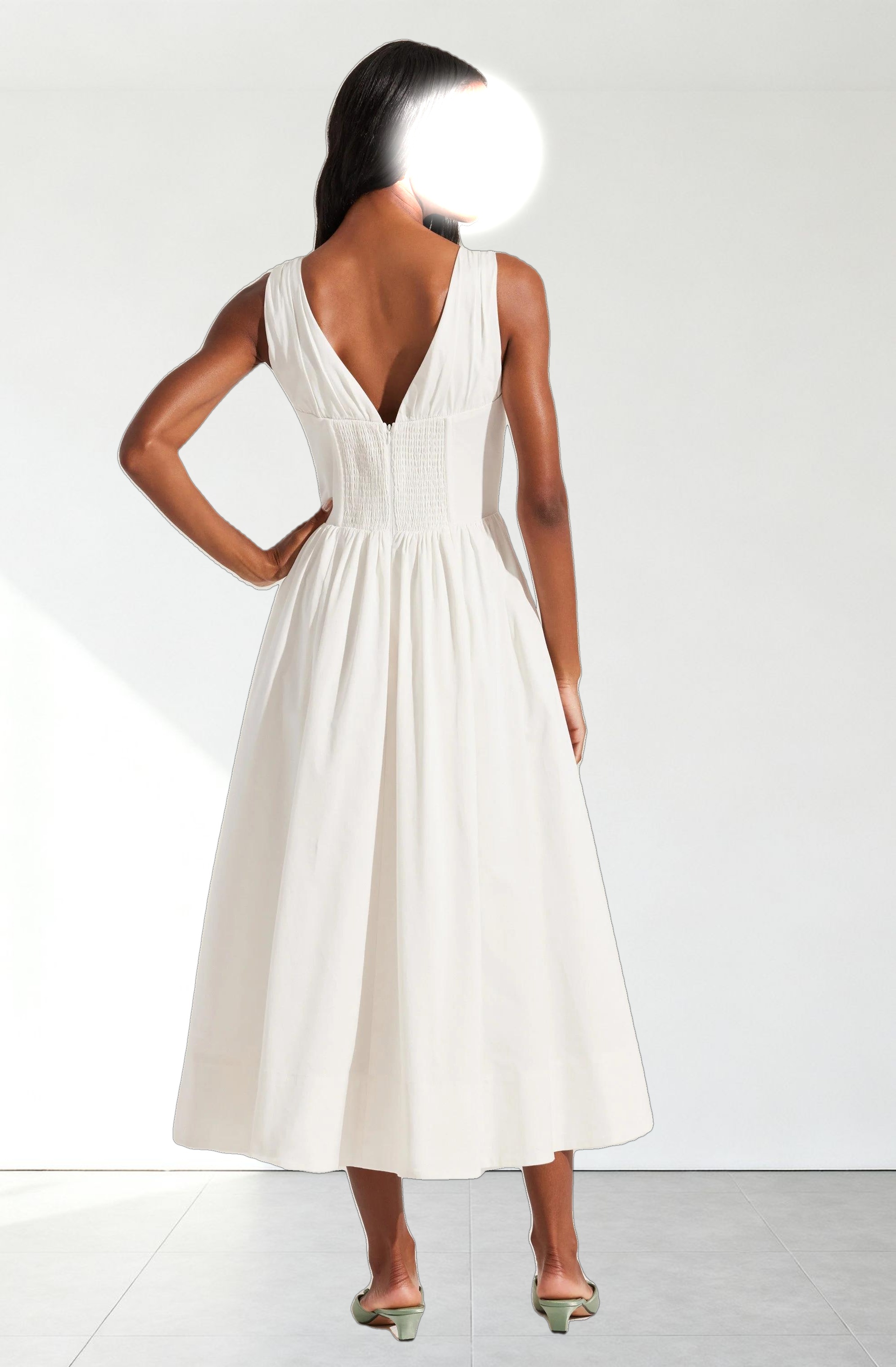 Maili Corset Poplin Midi Dress