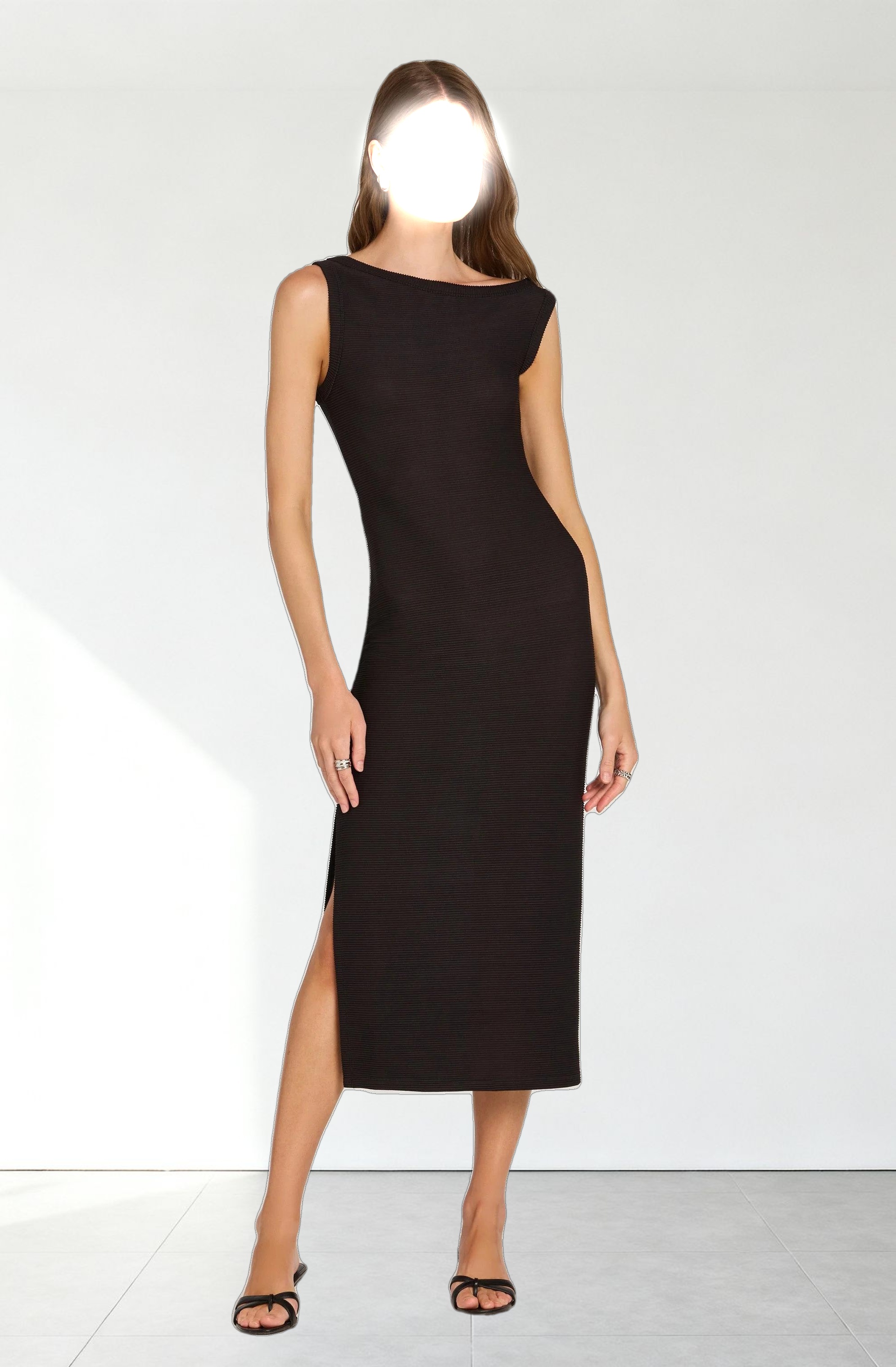 Off Shoulder Ribbed Knit Dress