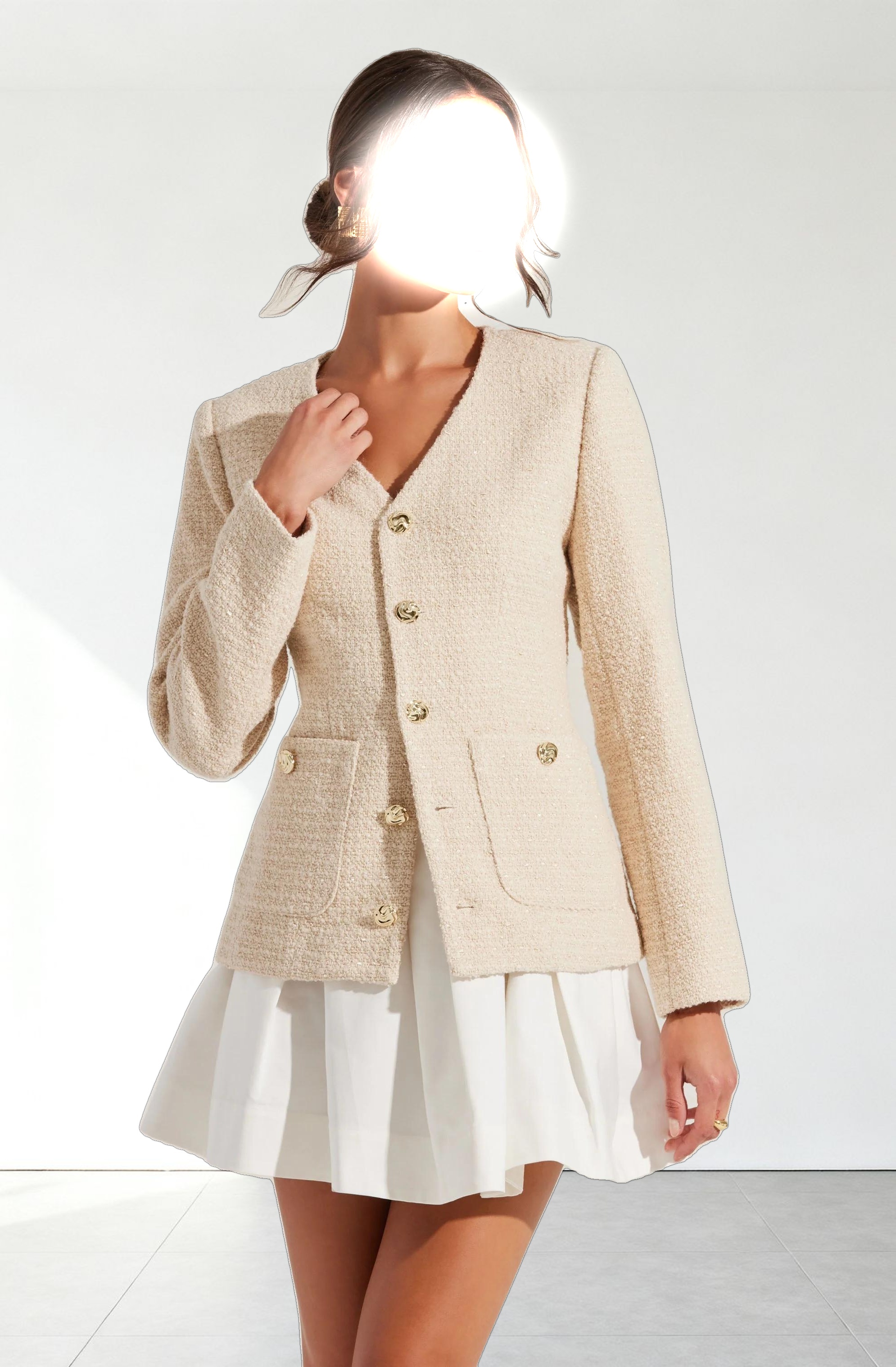 Lysanor Collarless Tweed Jacket