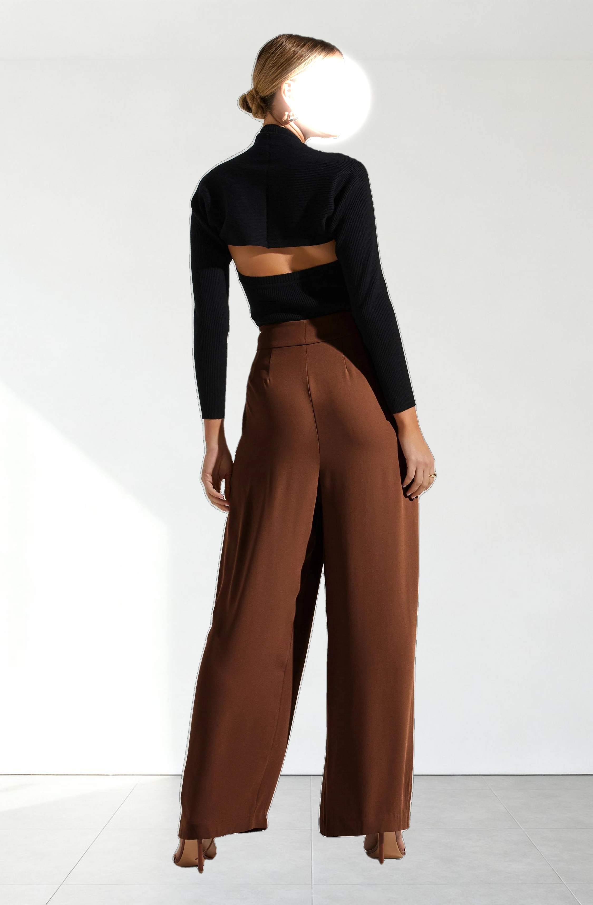 Boyfriend Criss Cross Pleated Wide Leg Pants