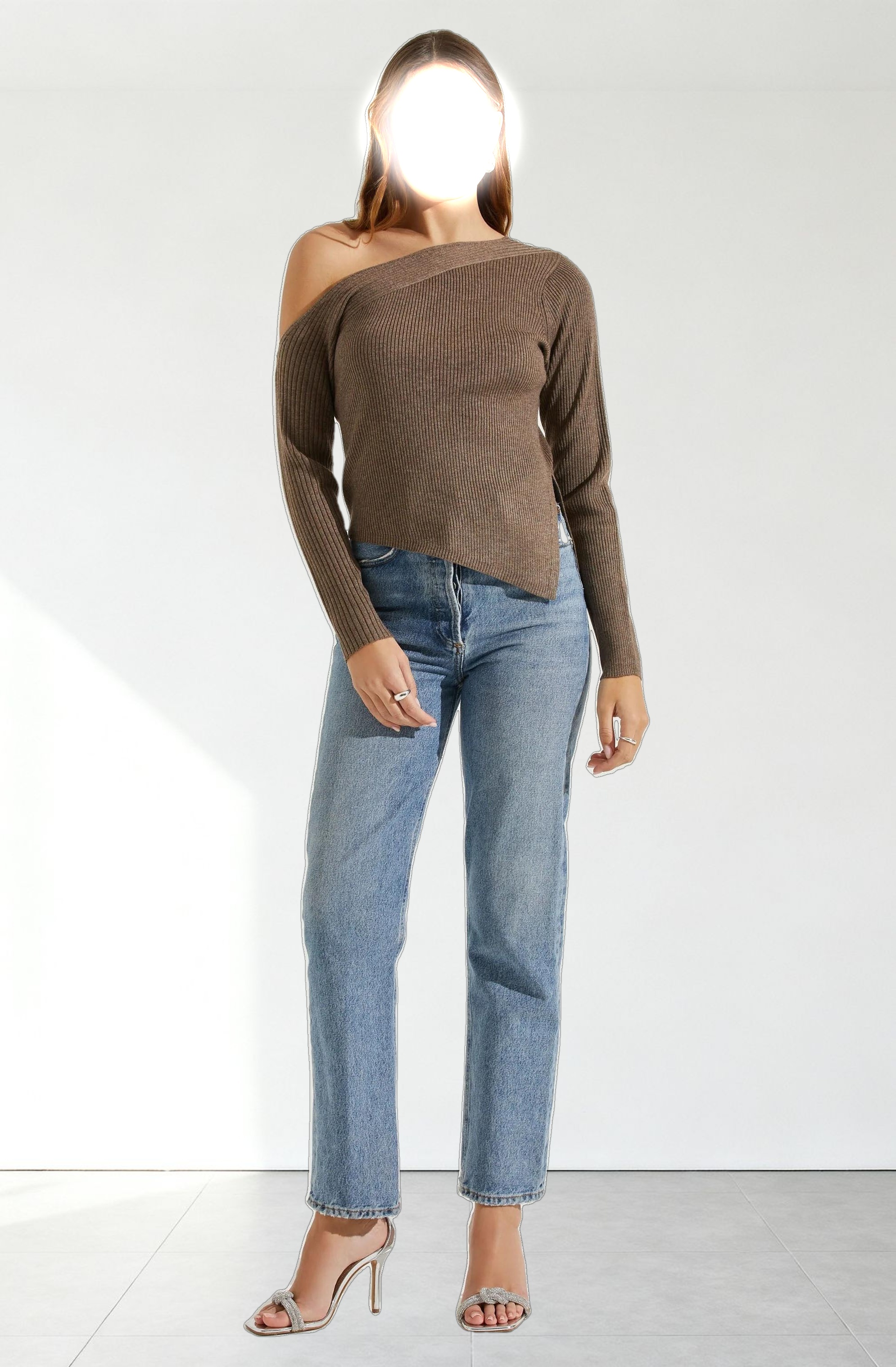 Aldari Off Shoulder Ribbed Sweater