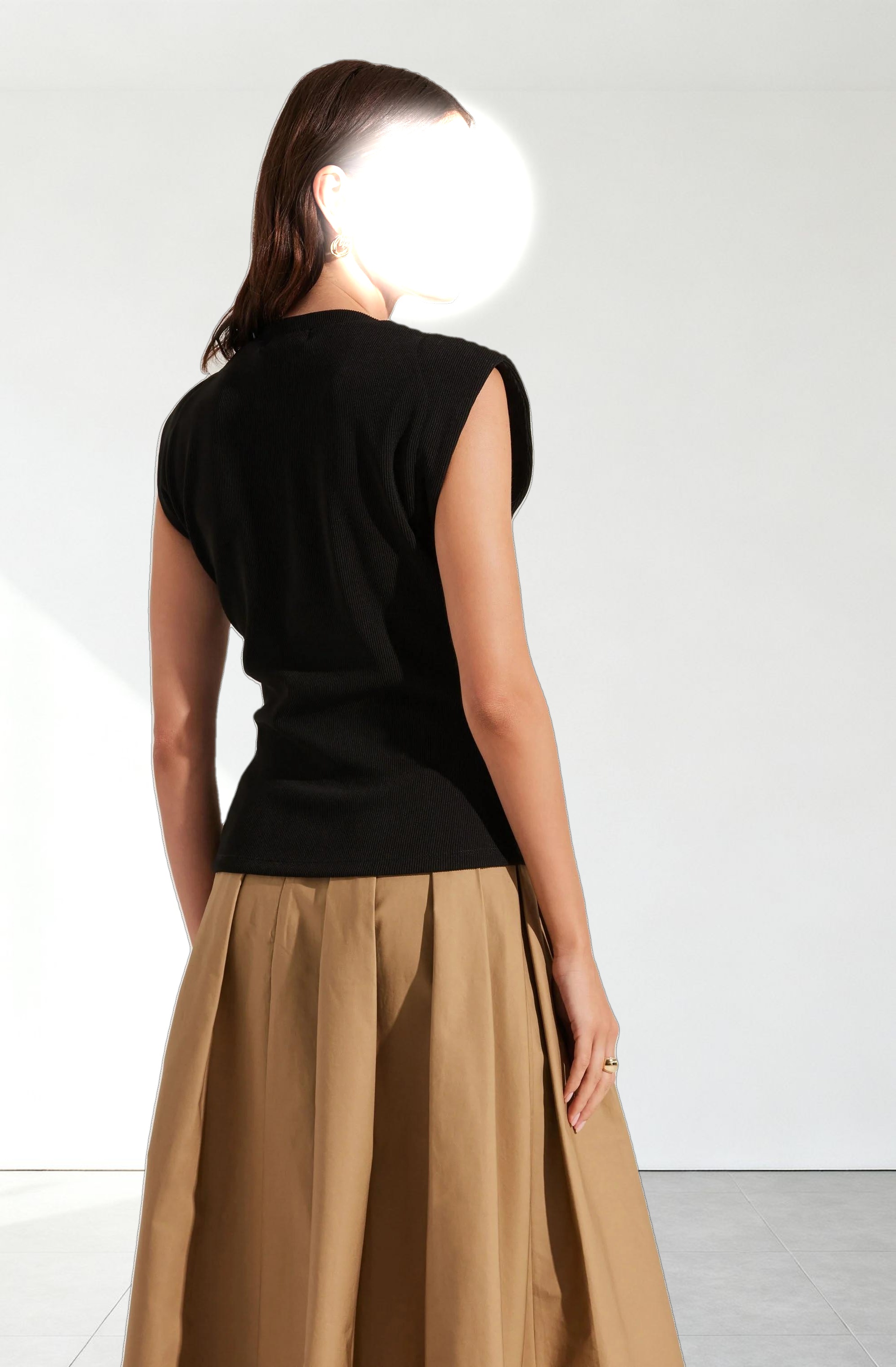 Cinched Waist Ribbed Knit Top