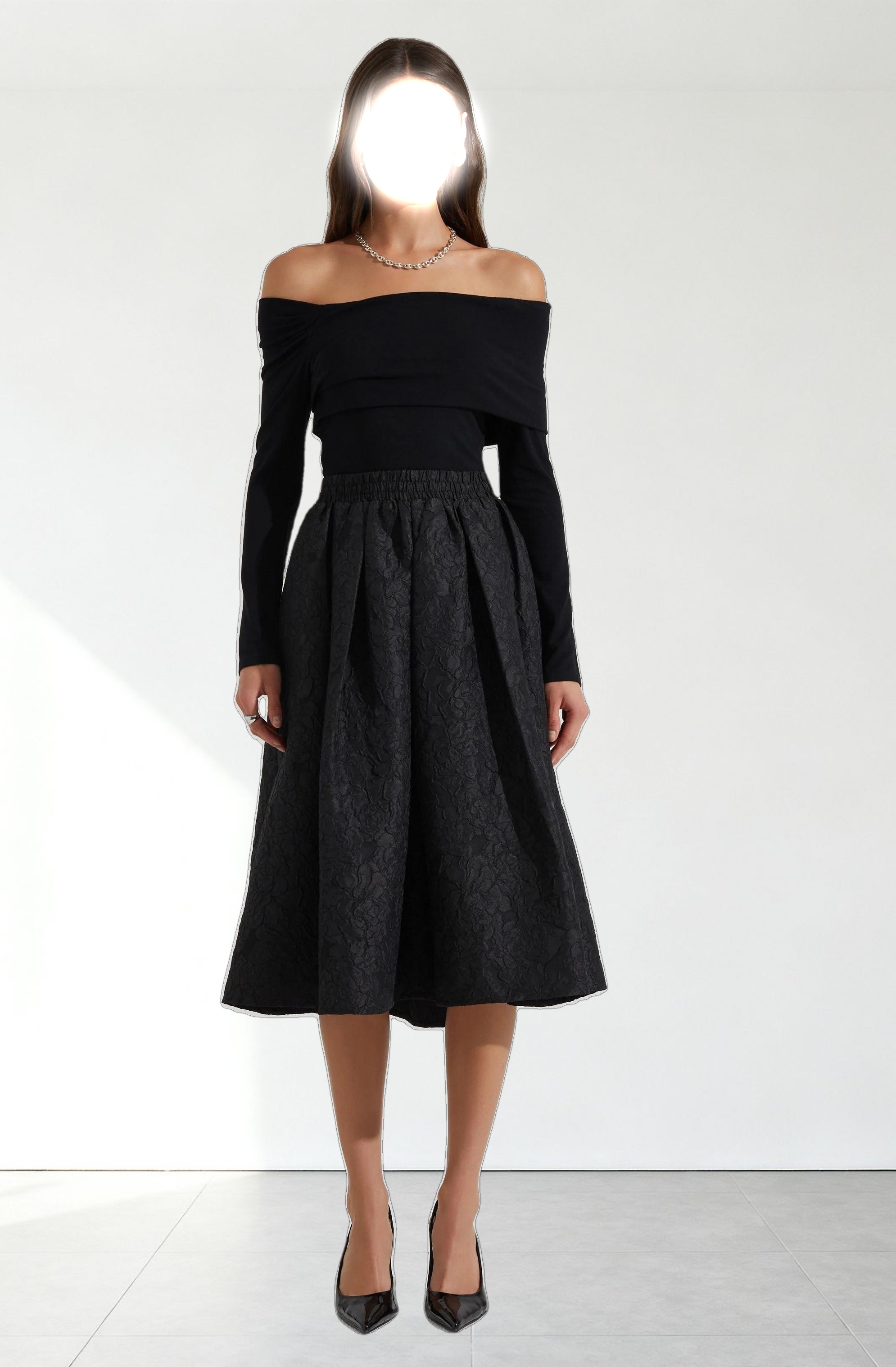 Andolina Jacquard Midi Skirt