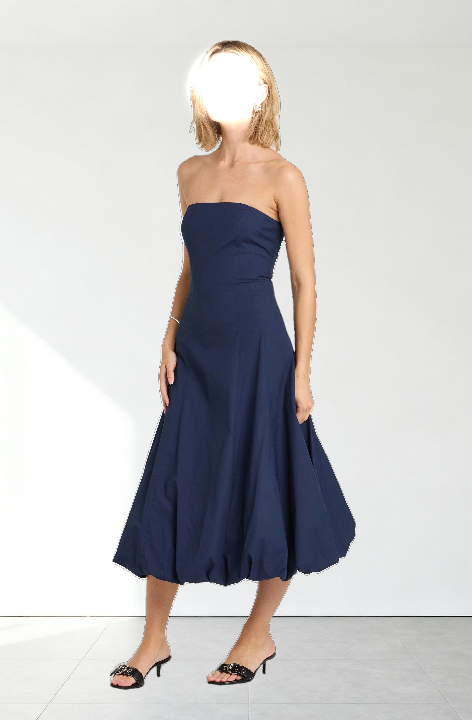 Lace Up Strapless Bubble Dress