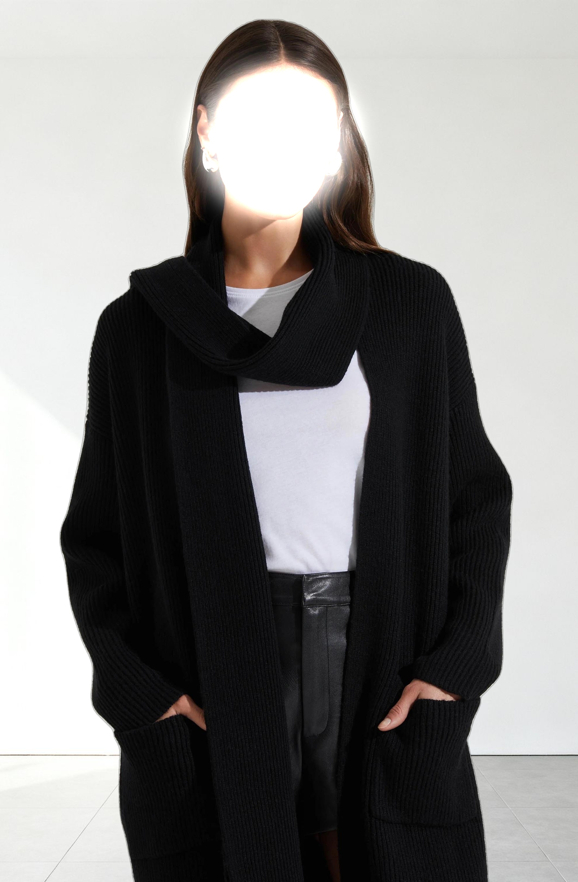 Noemi Ribbed Scarf Cardigan