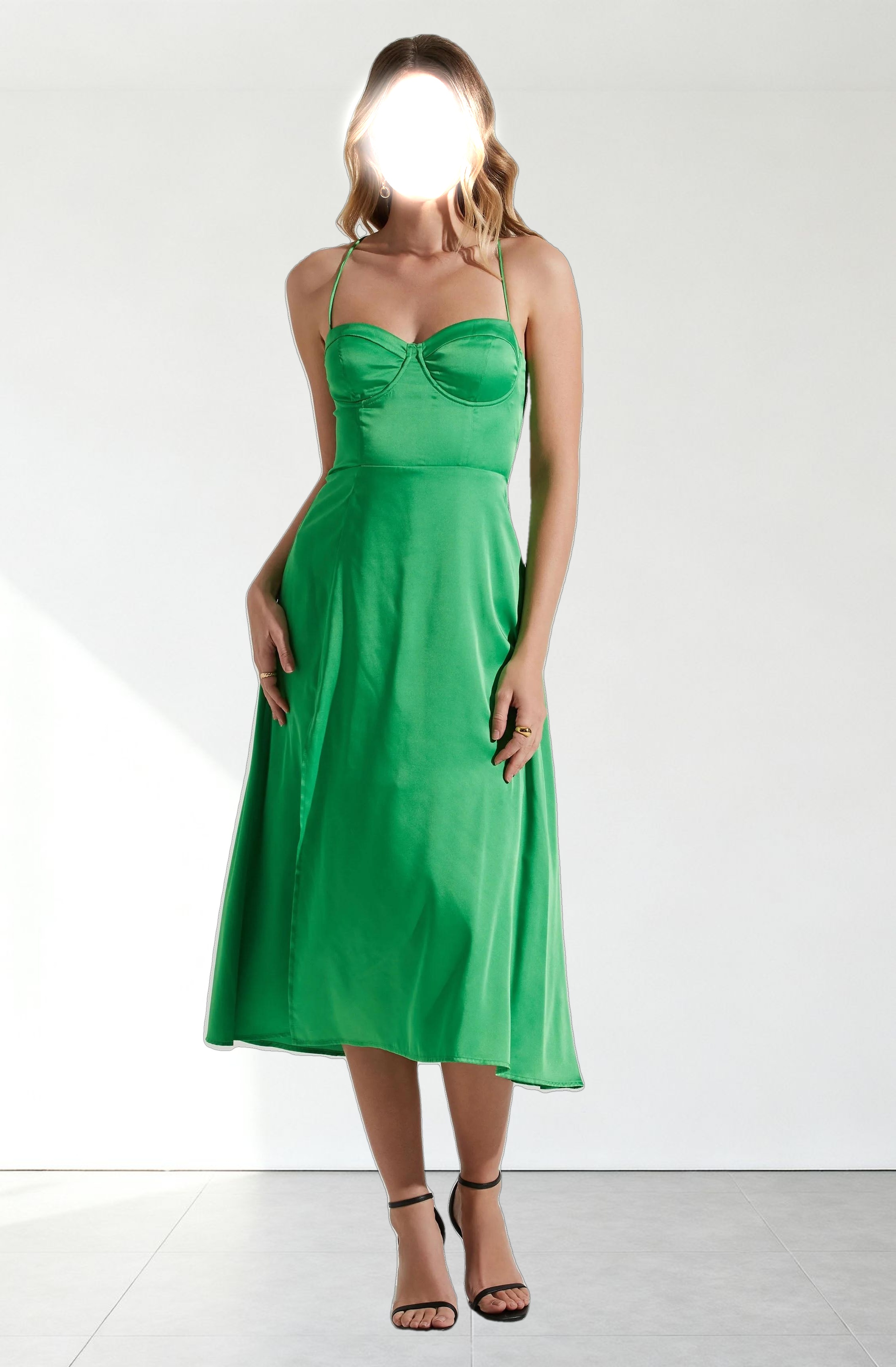 Gala Bustier Cross Strap Midi Dress