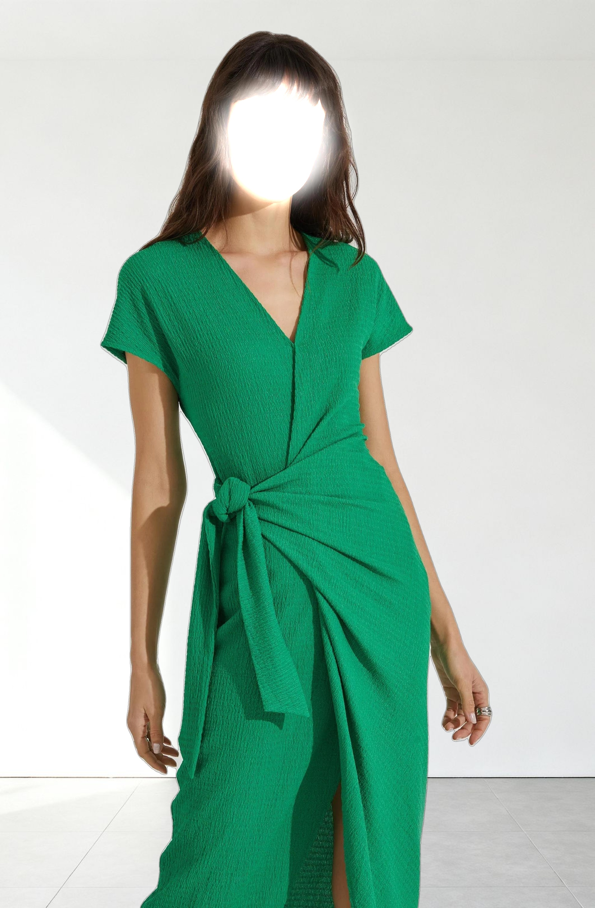 Knit Wrap Midi Dress