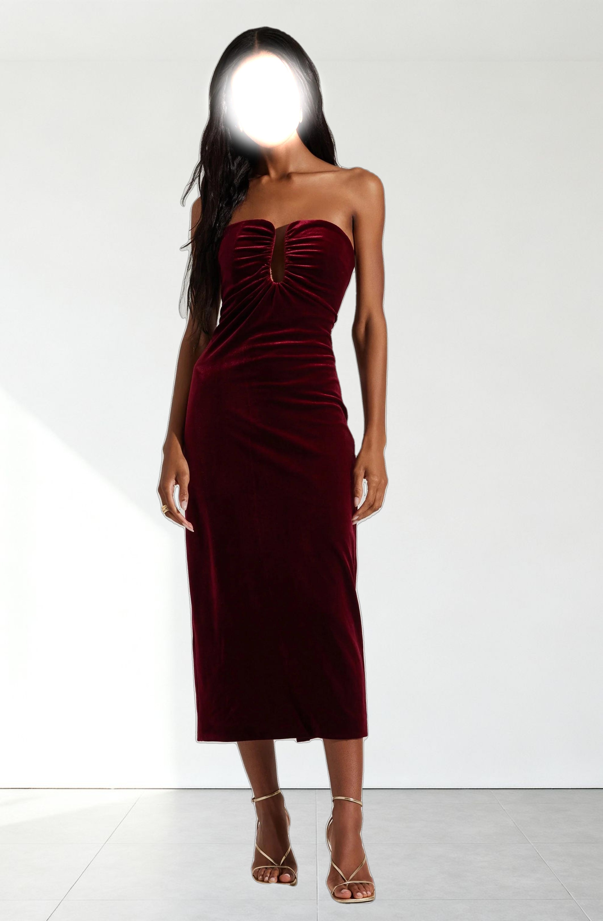 Arista Sweetheart Velvet Midi Dress