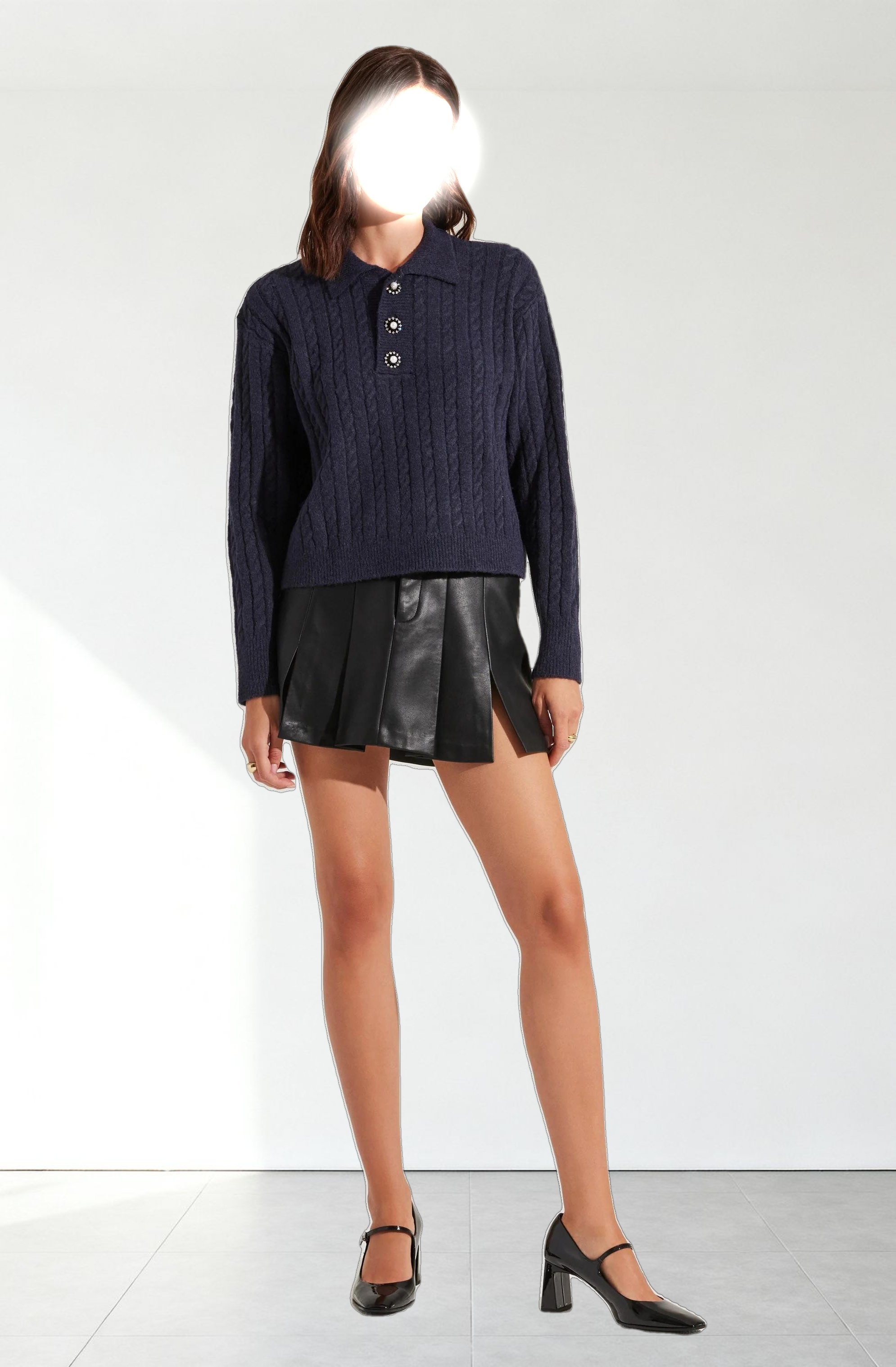Cable Knit Polo Sweater