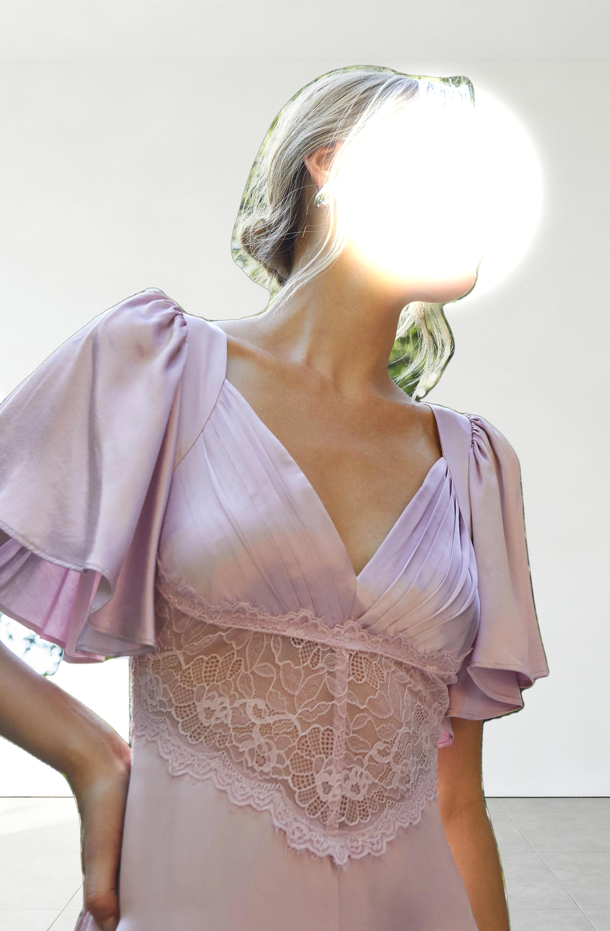 Aurelia Satin V-Neck Midi Dress