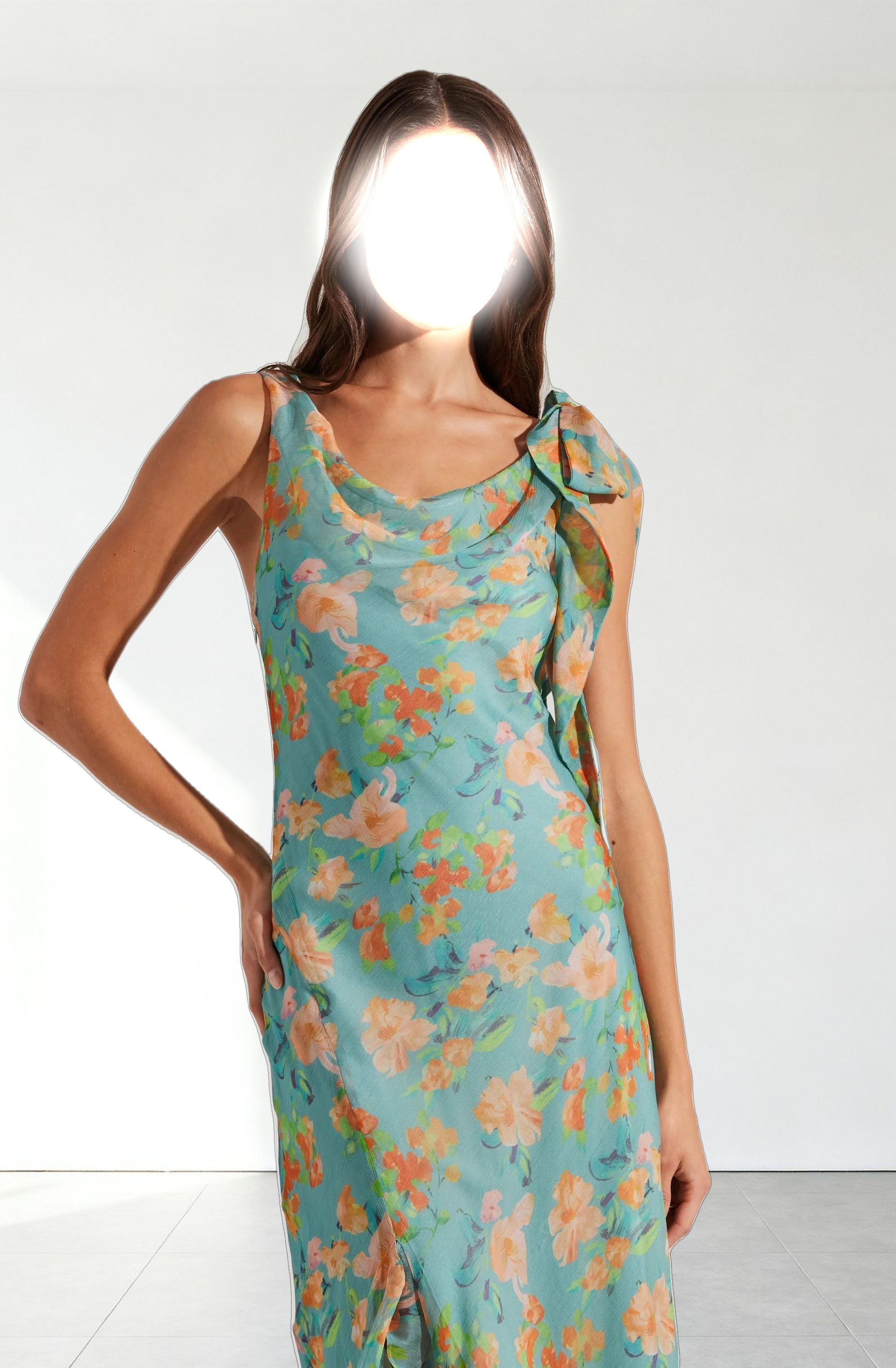 Isabelle Ruffled Cowl Neck Dress