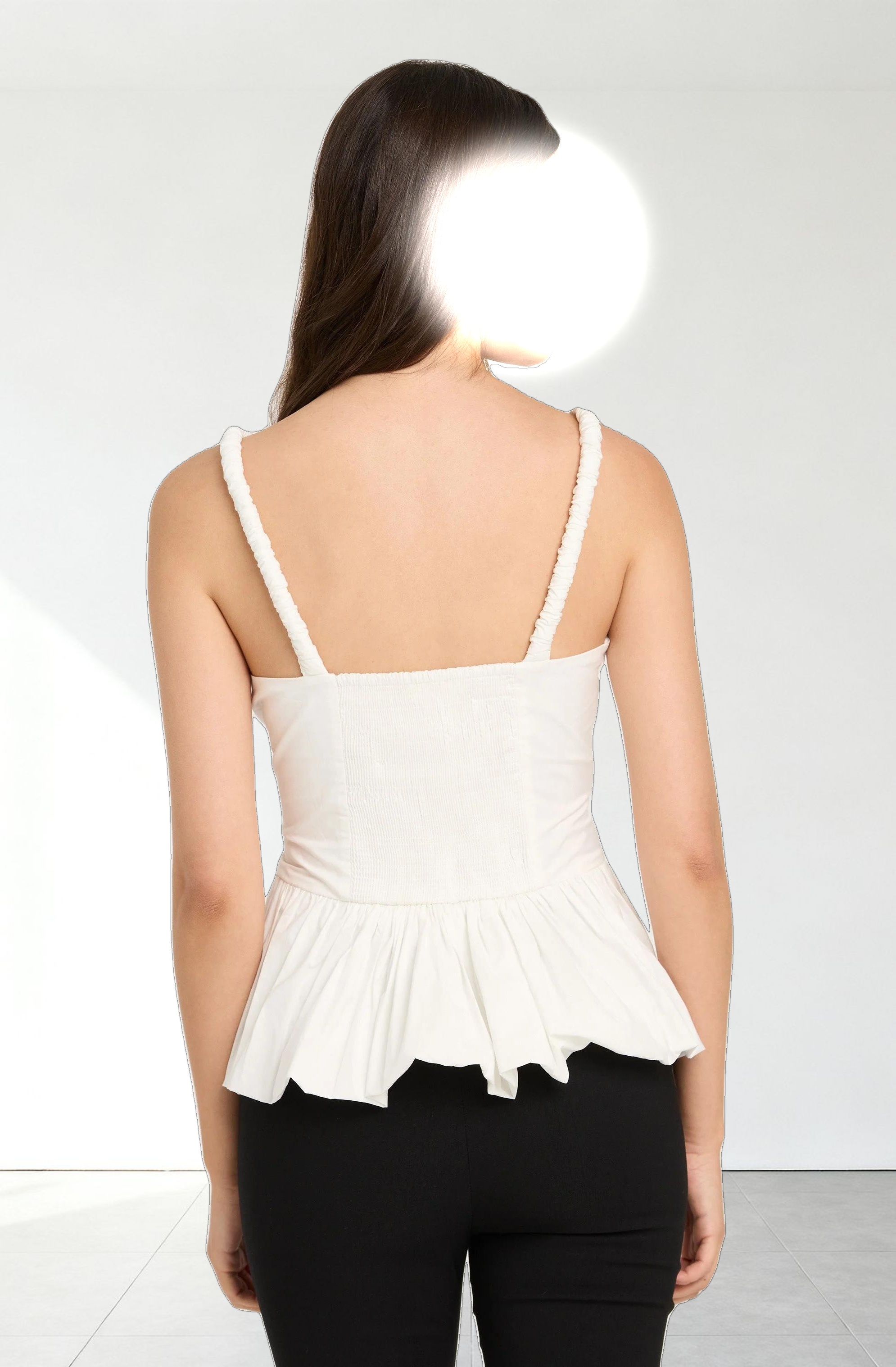 Sleeveless Bubble Hem Peplum Top