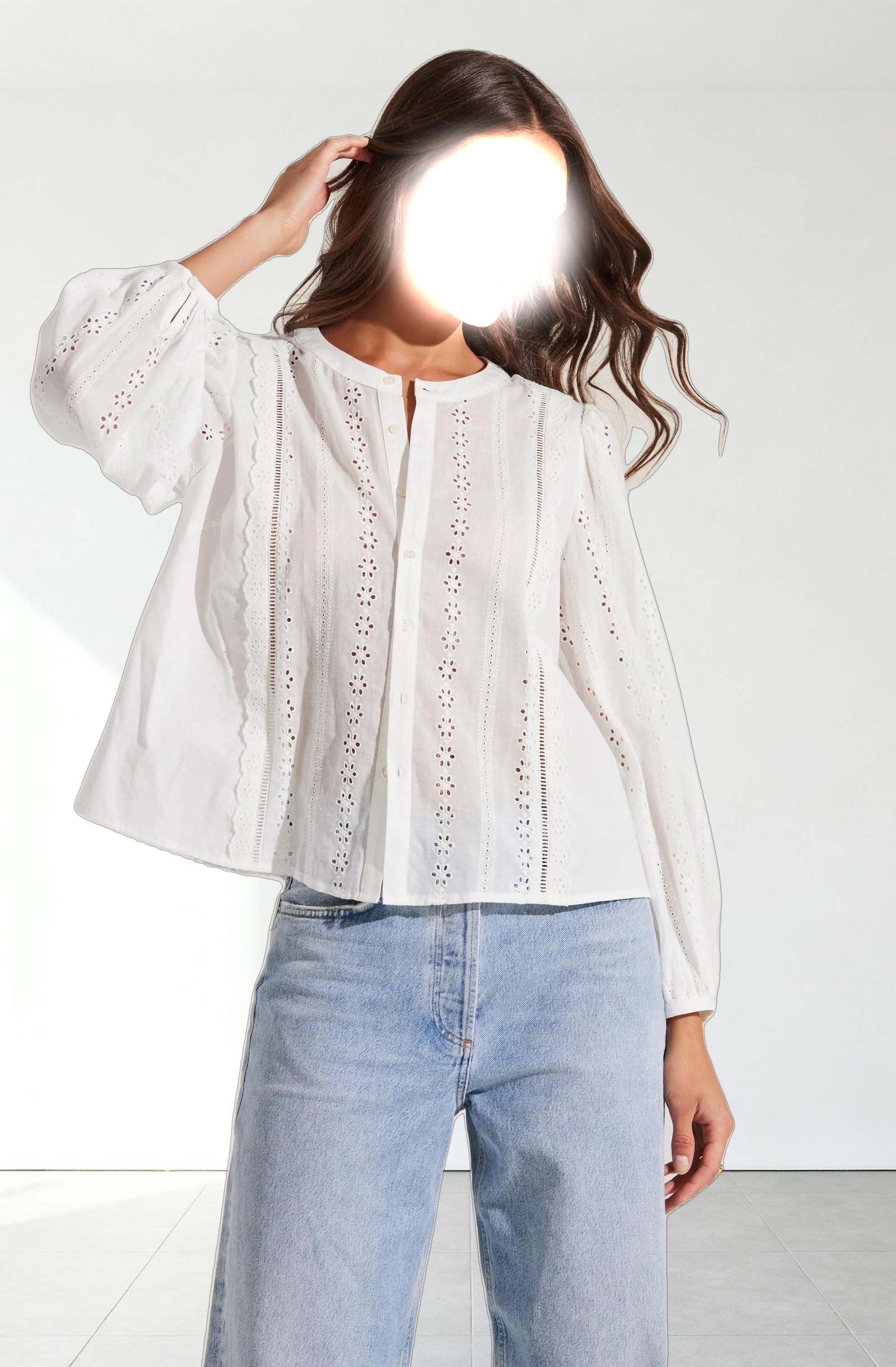 Aneska Broderie Button Up Top