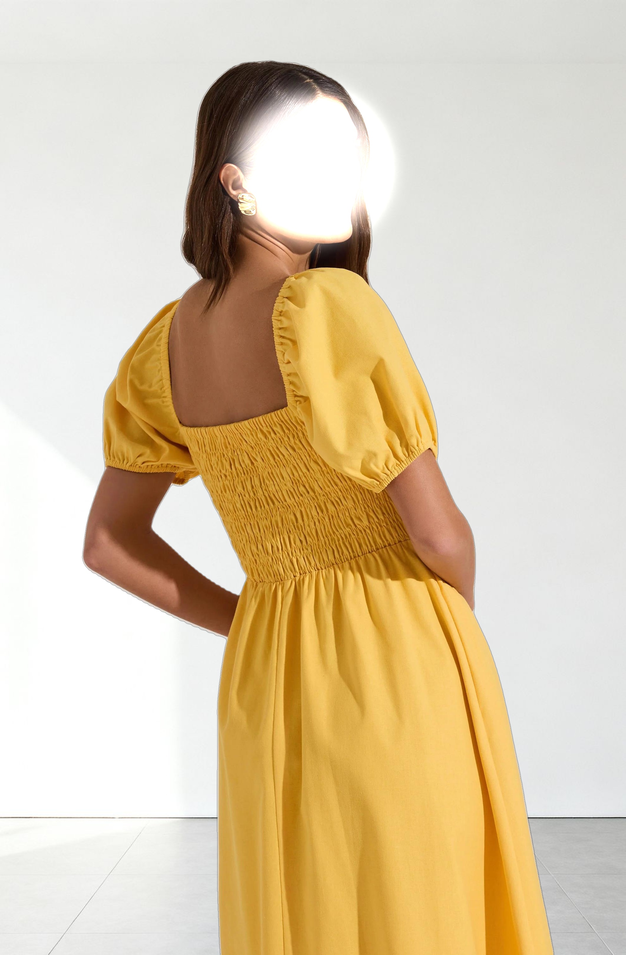 Smocked Bow Midi Dress