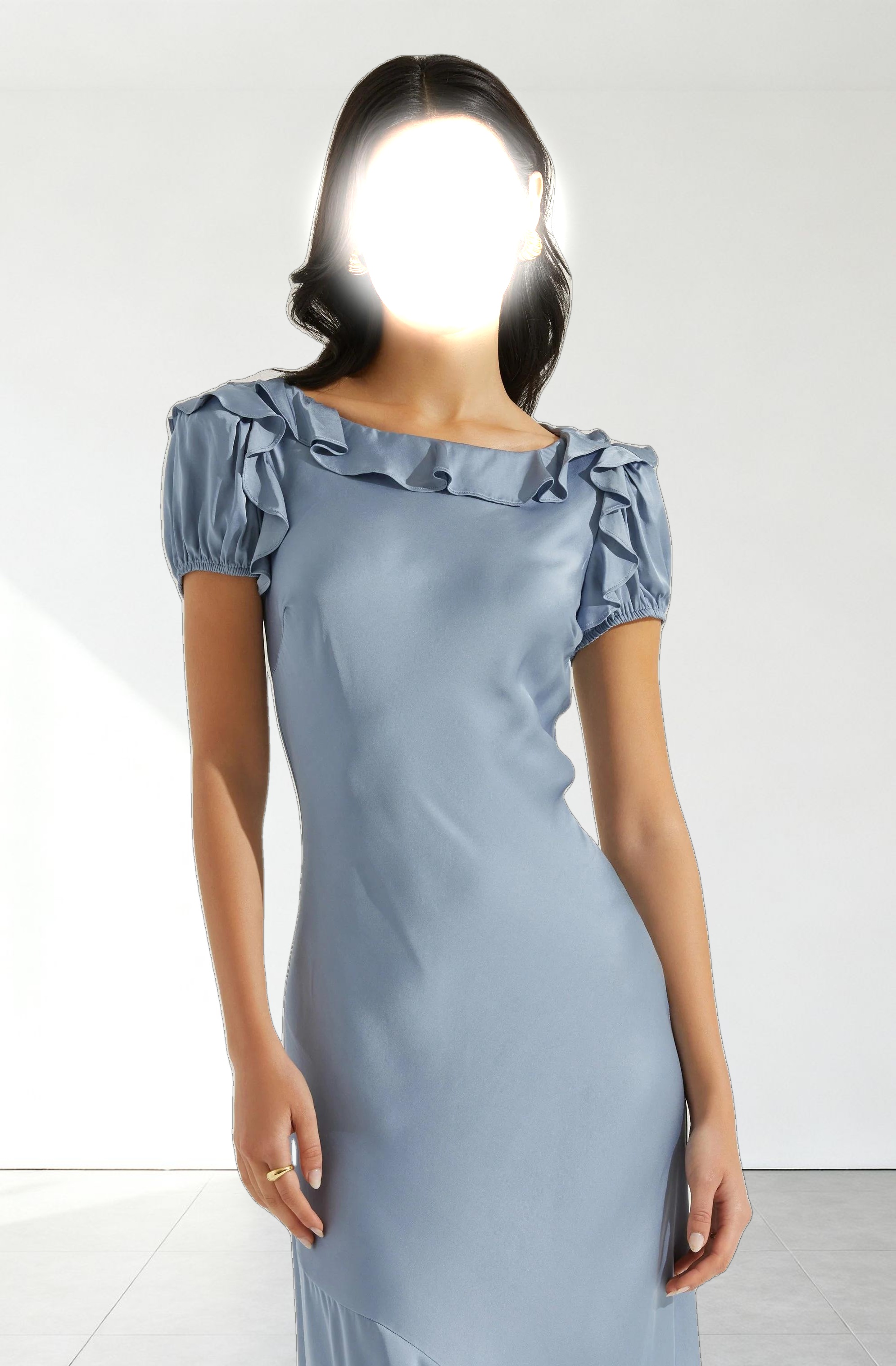 Auden Satin Ruffle Midi dress