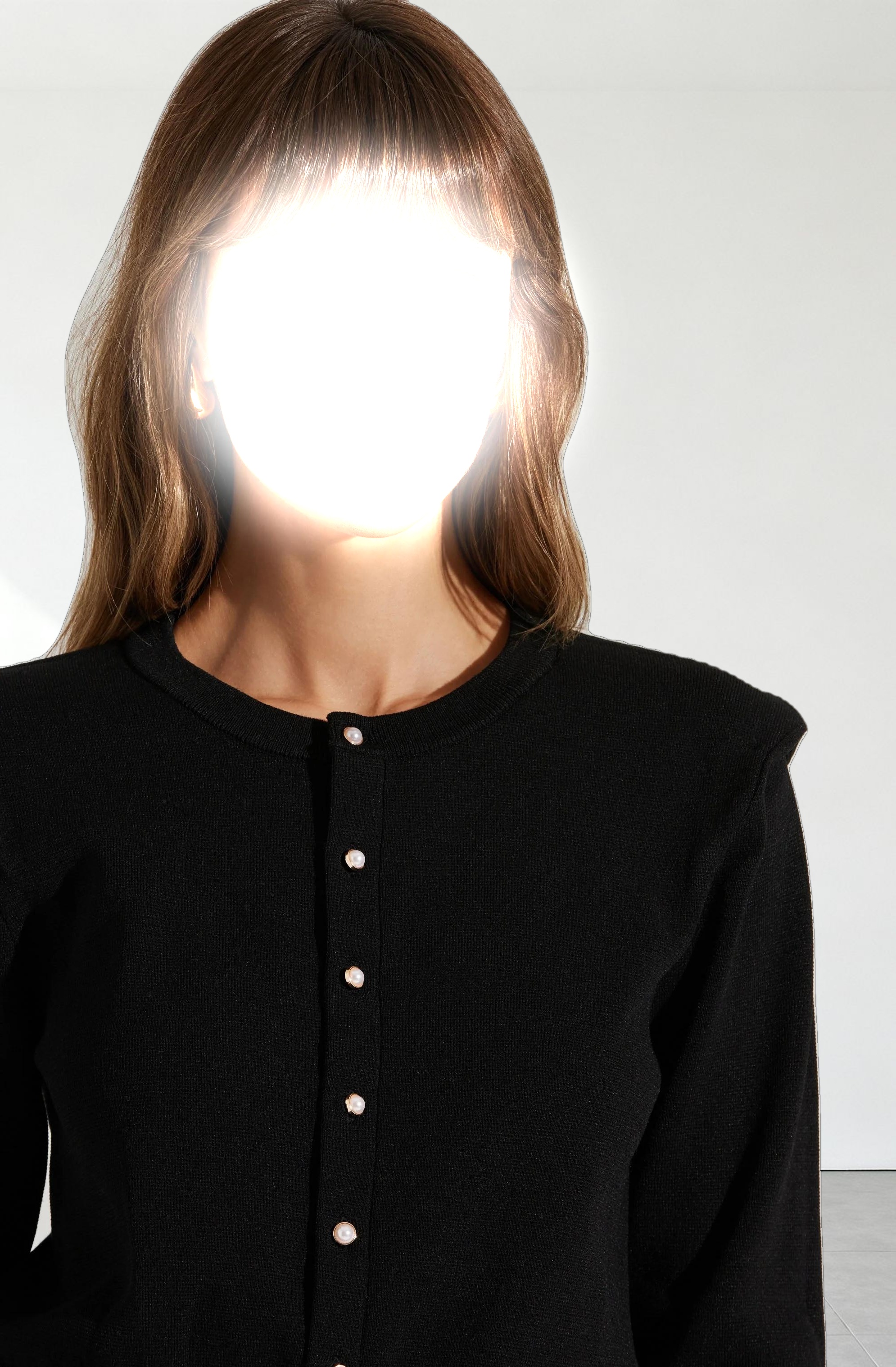 Denisa Faux Pearl Button Cardigan