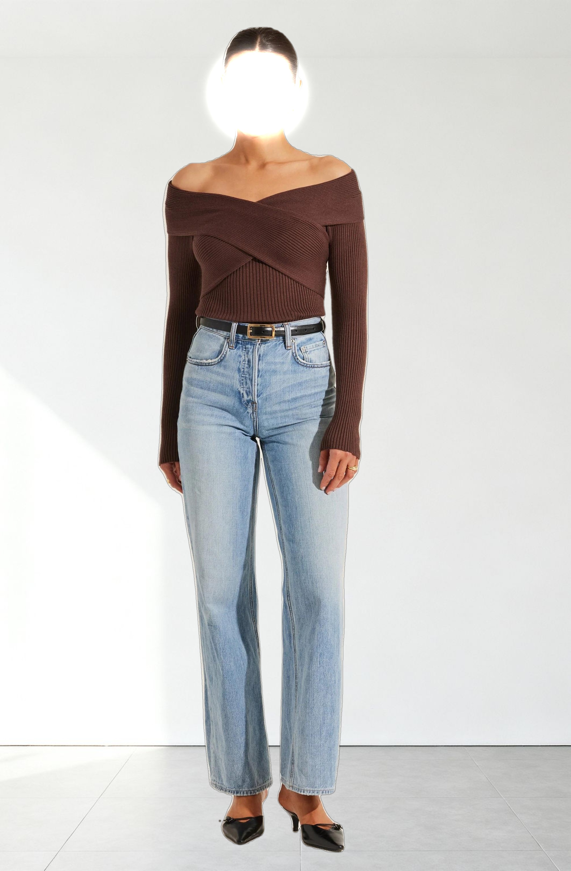 Off Shoulder Crossover Sweater