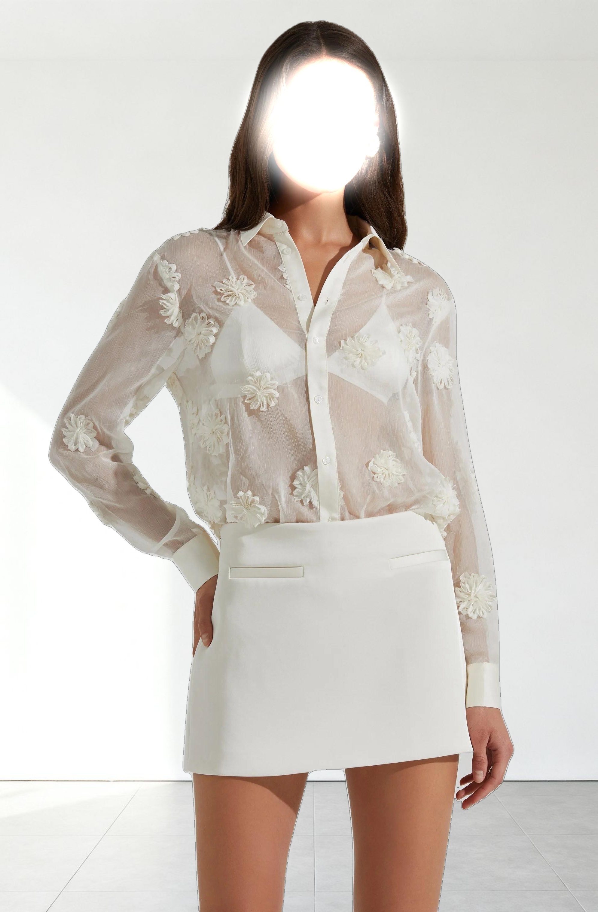 Ioannis Sheer 3D Floral Shirt