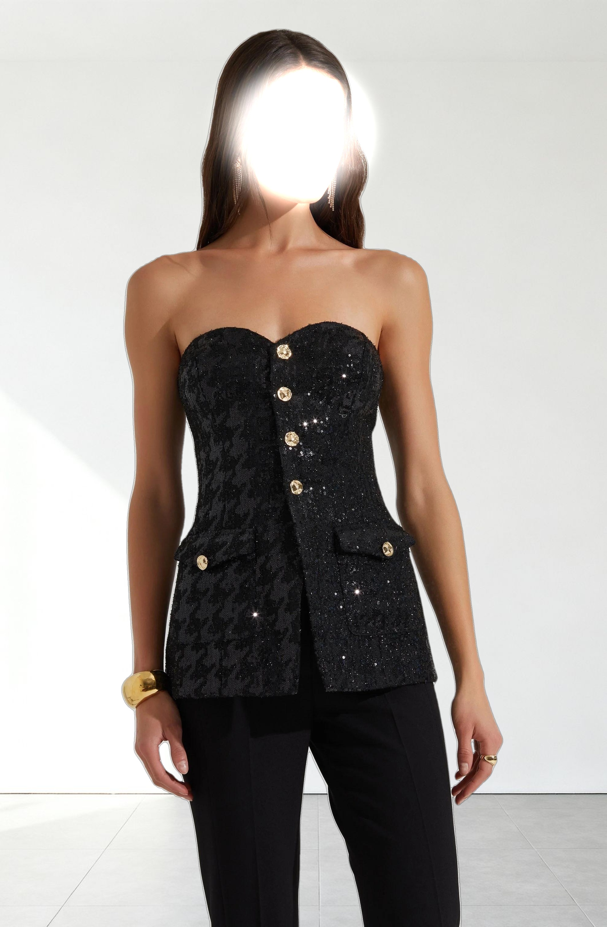 Milani Tweed Houndstooth Sequin Top