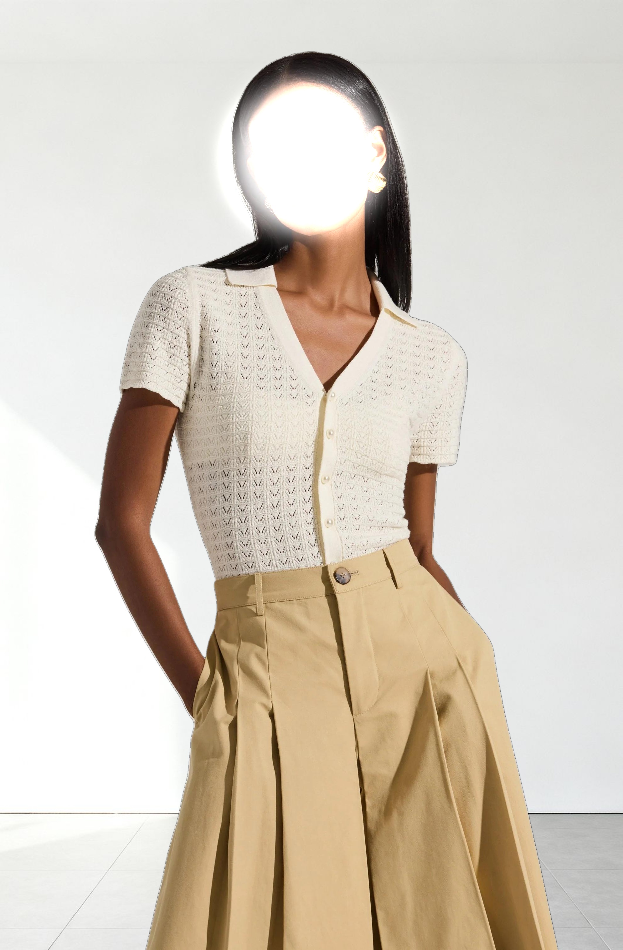 Pearl Polo Pointelle Sweater